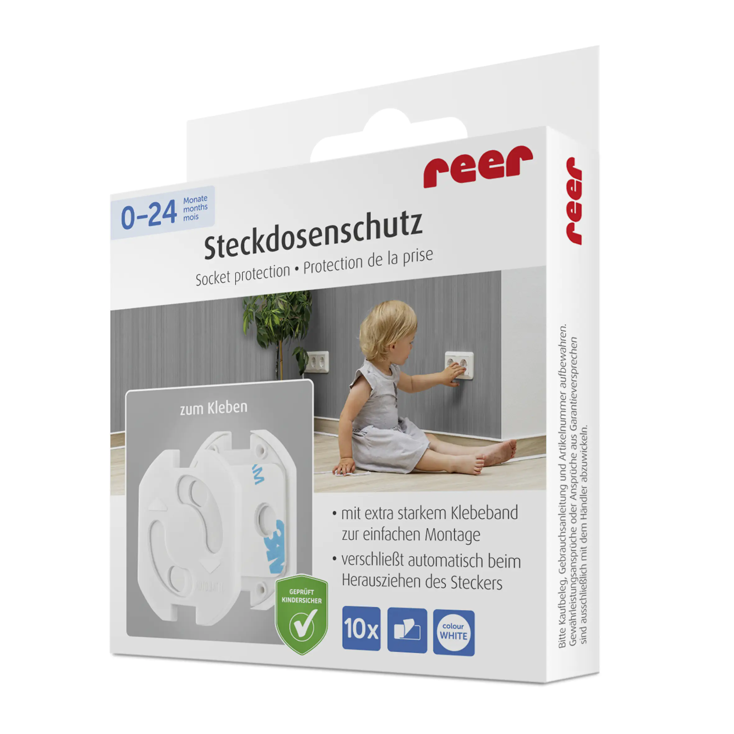 Reer Steckdosensicherung für Kinder weiß klebbar, 10 Stück Reer Steckdosensicherung für Kinder weiß klebbar, 10 Stück