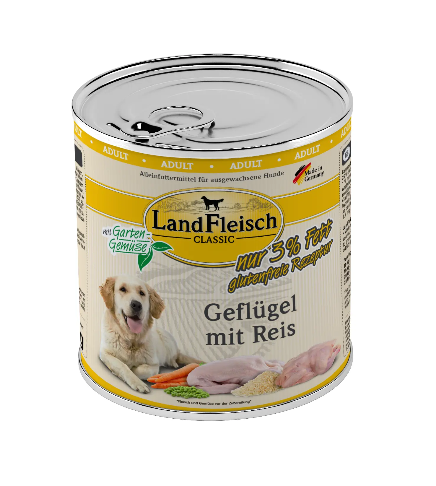 Landfleisch Classic Hundenassfutter Adult glutenfrei 800 g Geflügel mit Reis