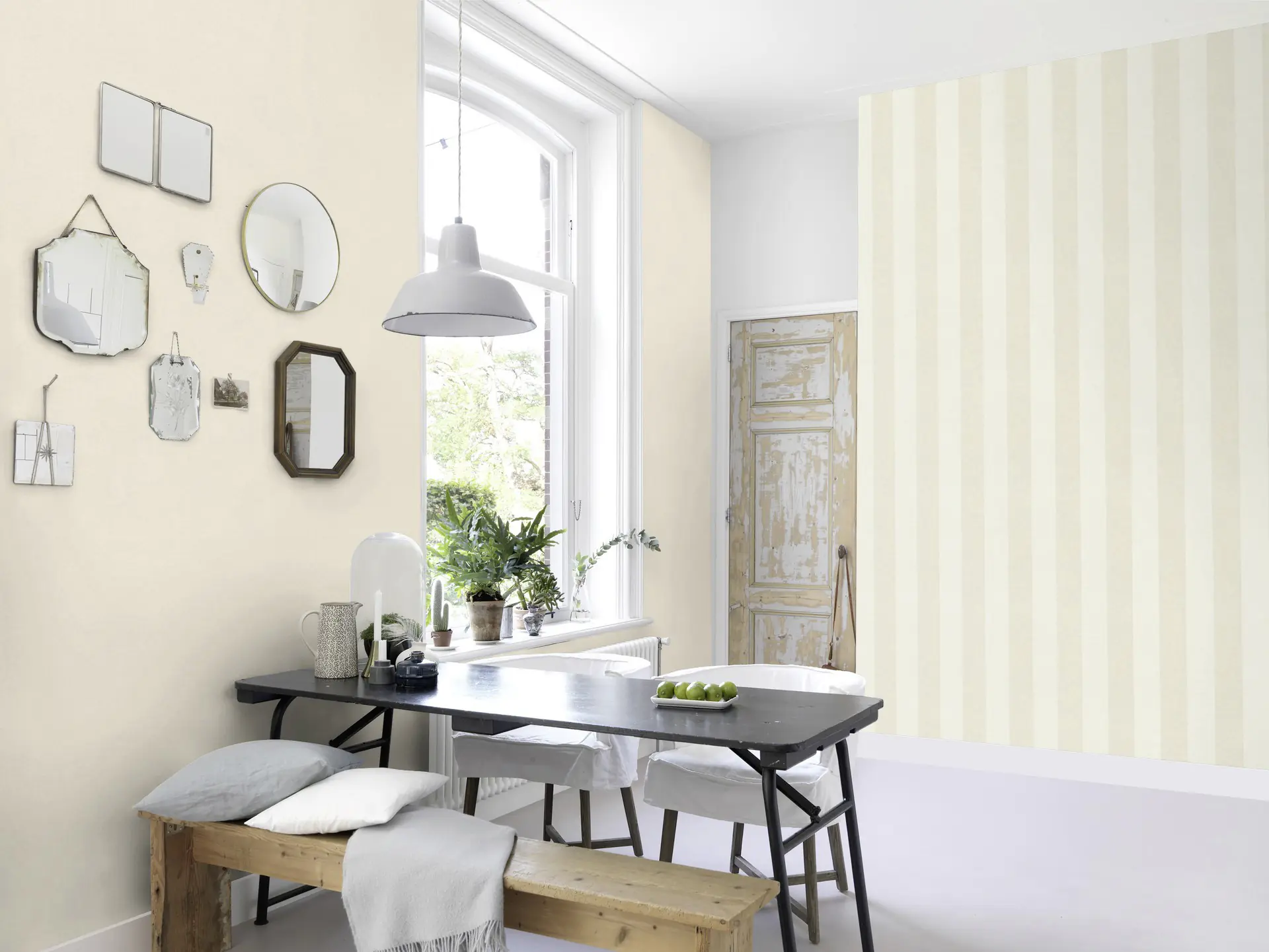 Schöner Wohnen Vliestapete Streifen weiß sand 10,05 x 0,53 m