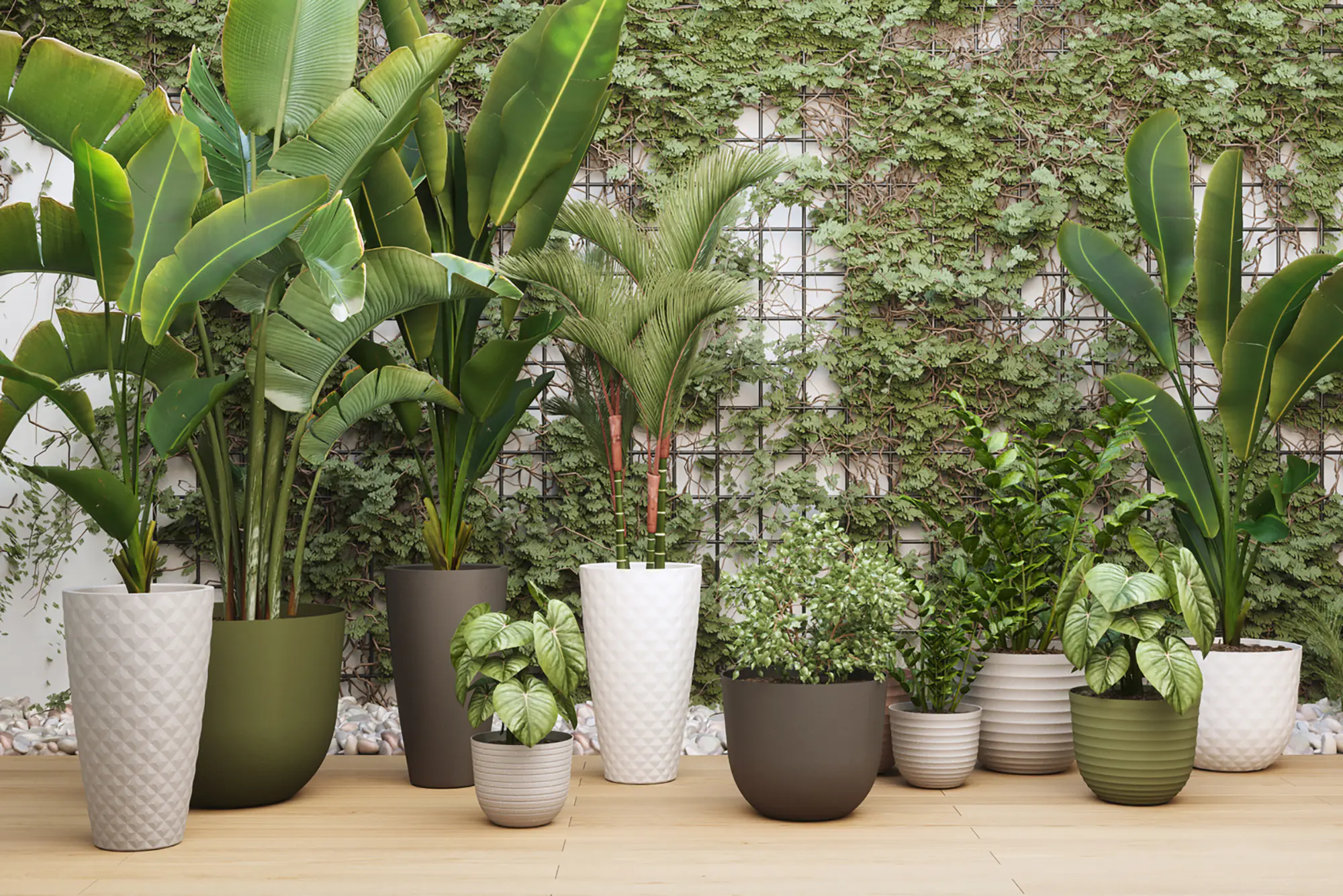 Artevasi Pflanztopf Havana Tropical Kunststoff granit weiß matt Ø 20 x 16 cm