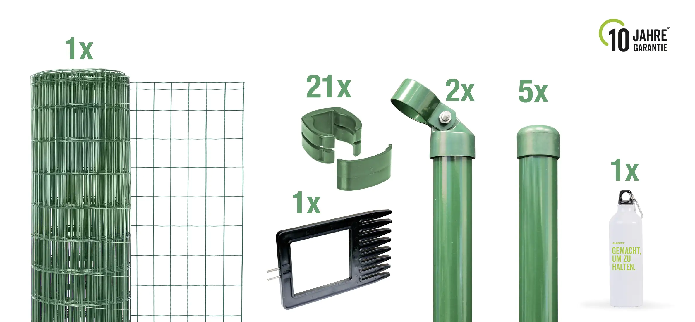 Alberts Komplettset Schweissgeflecht Fix Clip Pro 10 m 100 cm grün zE