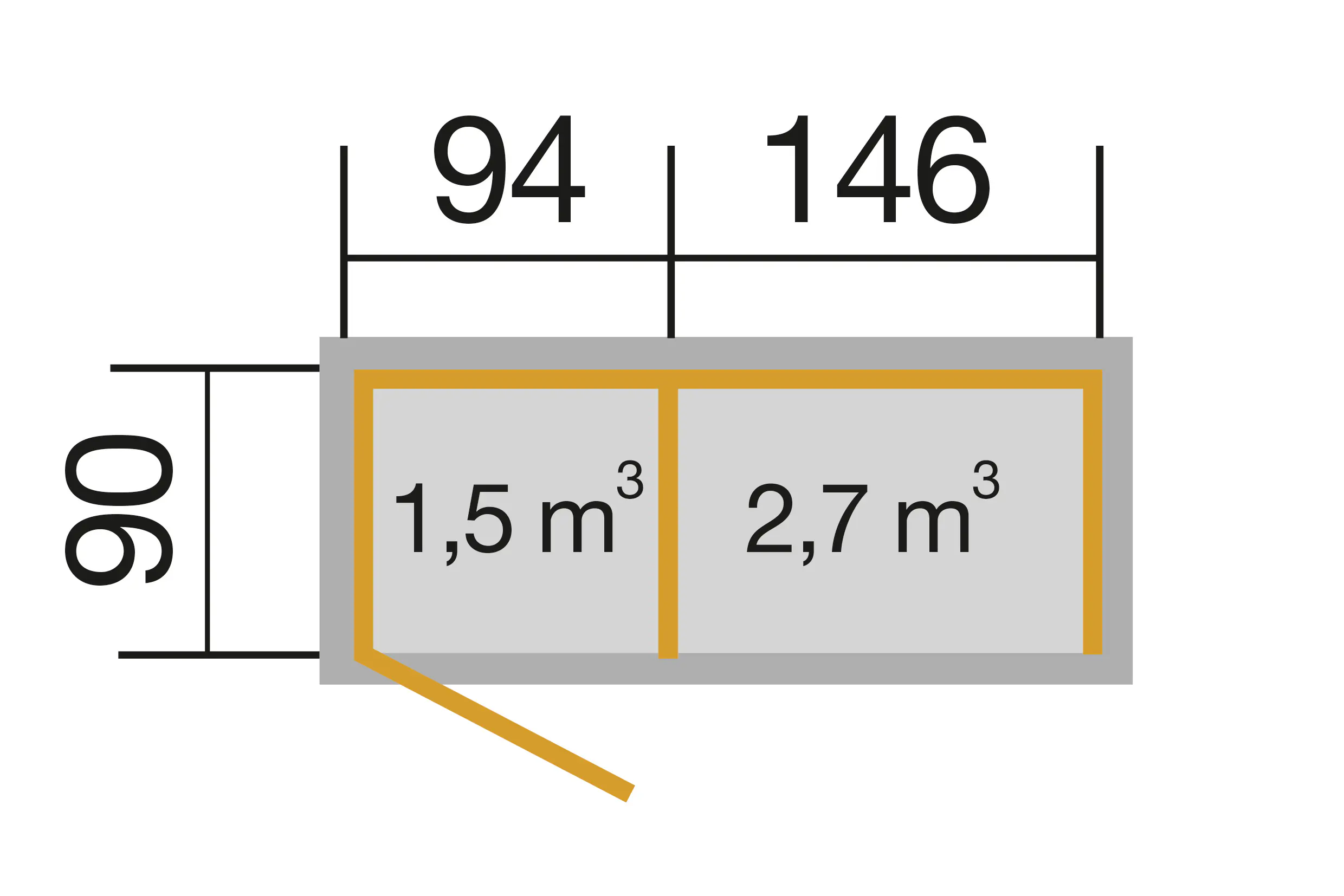Weka Brennholzlager 663 240 x 90 cm natur mit Geräteraum
