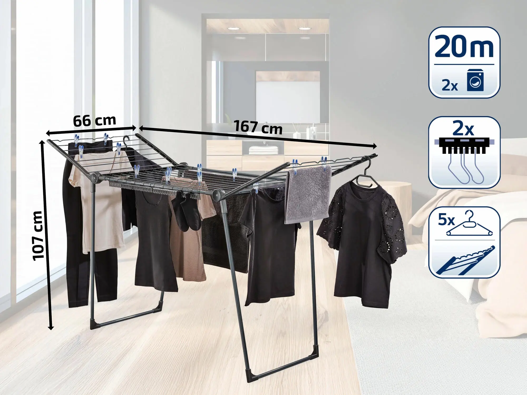 Leifheit Standtrockner Pegasus 200 Solid Black