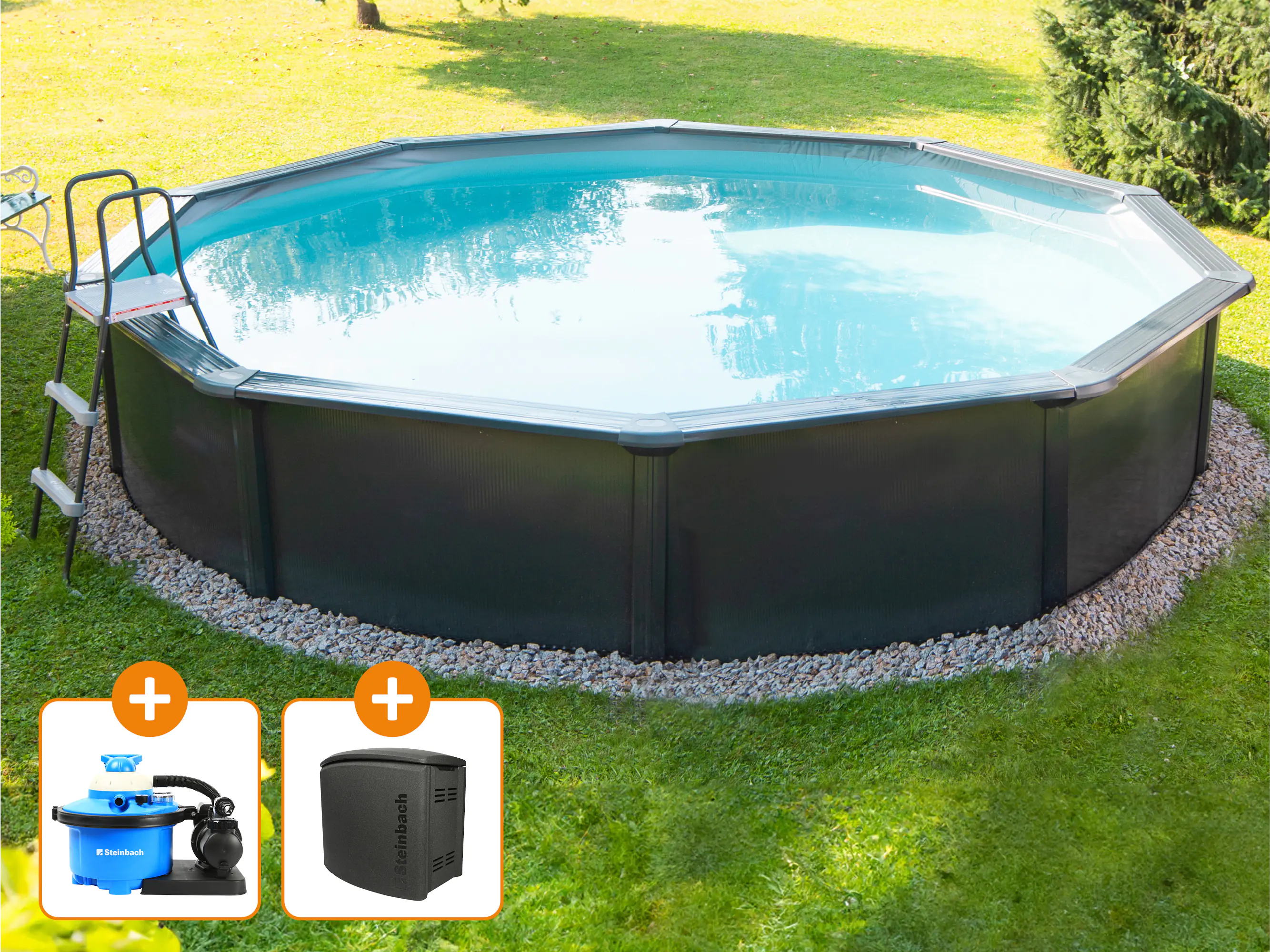 Steinbach Stahlwandpool Set Nuovo de Luxe II medium 460 x 120 cm