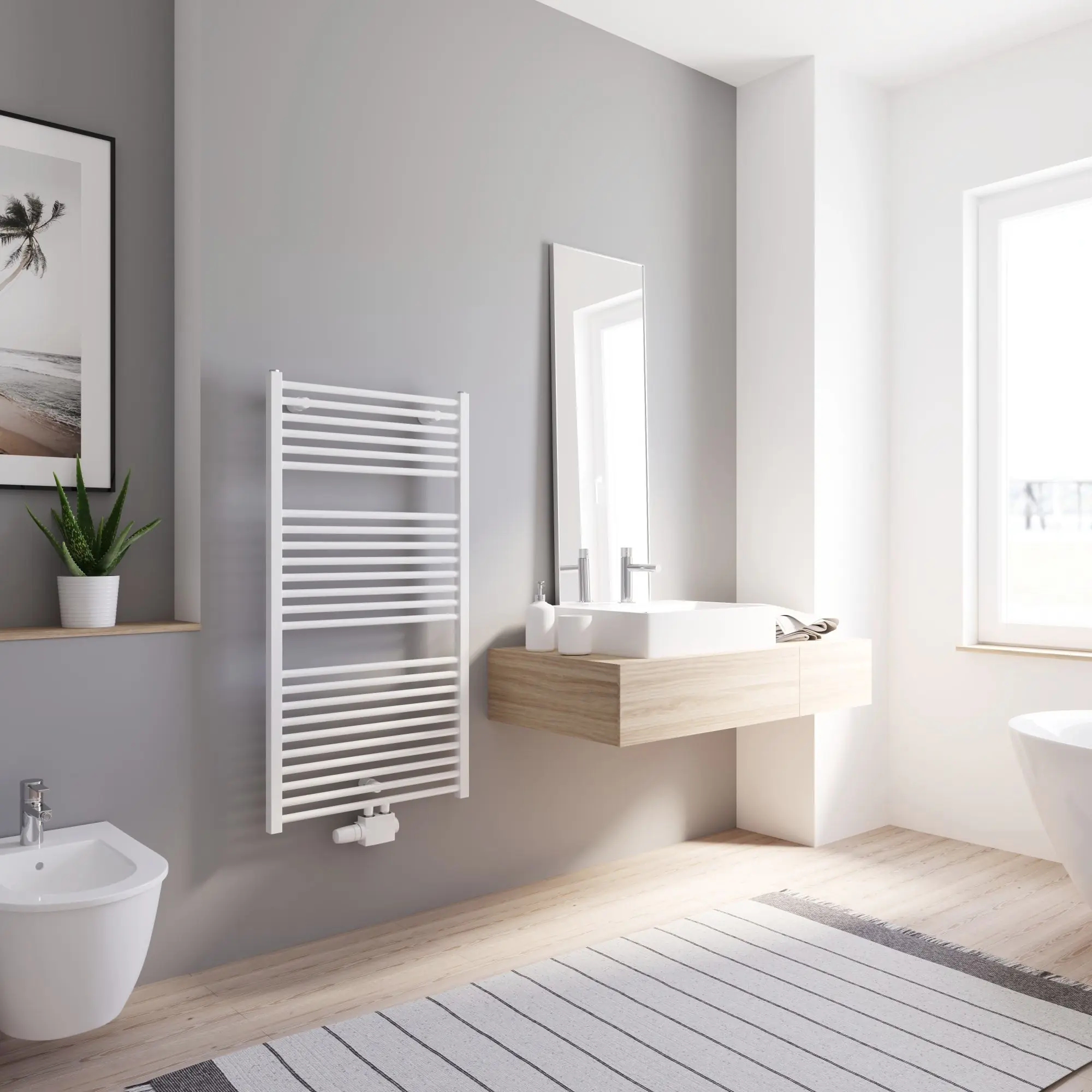 Schulte Design-Heizkörper Turbo mit Mittelanschluss 113,5 x 60 cm alpinweiß 600 W