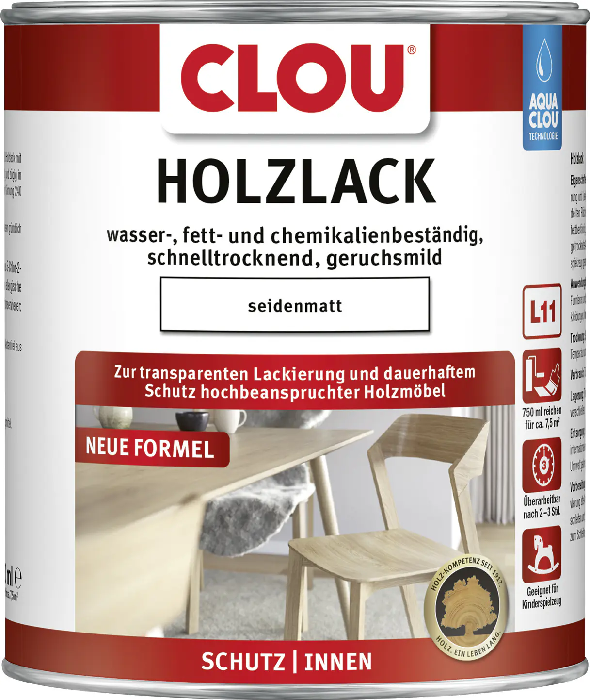 Aqua Clou Holzlack 750 ml seidenmatt transparent