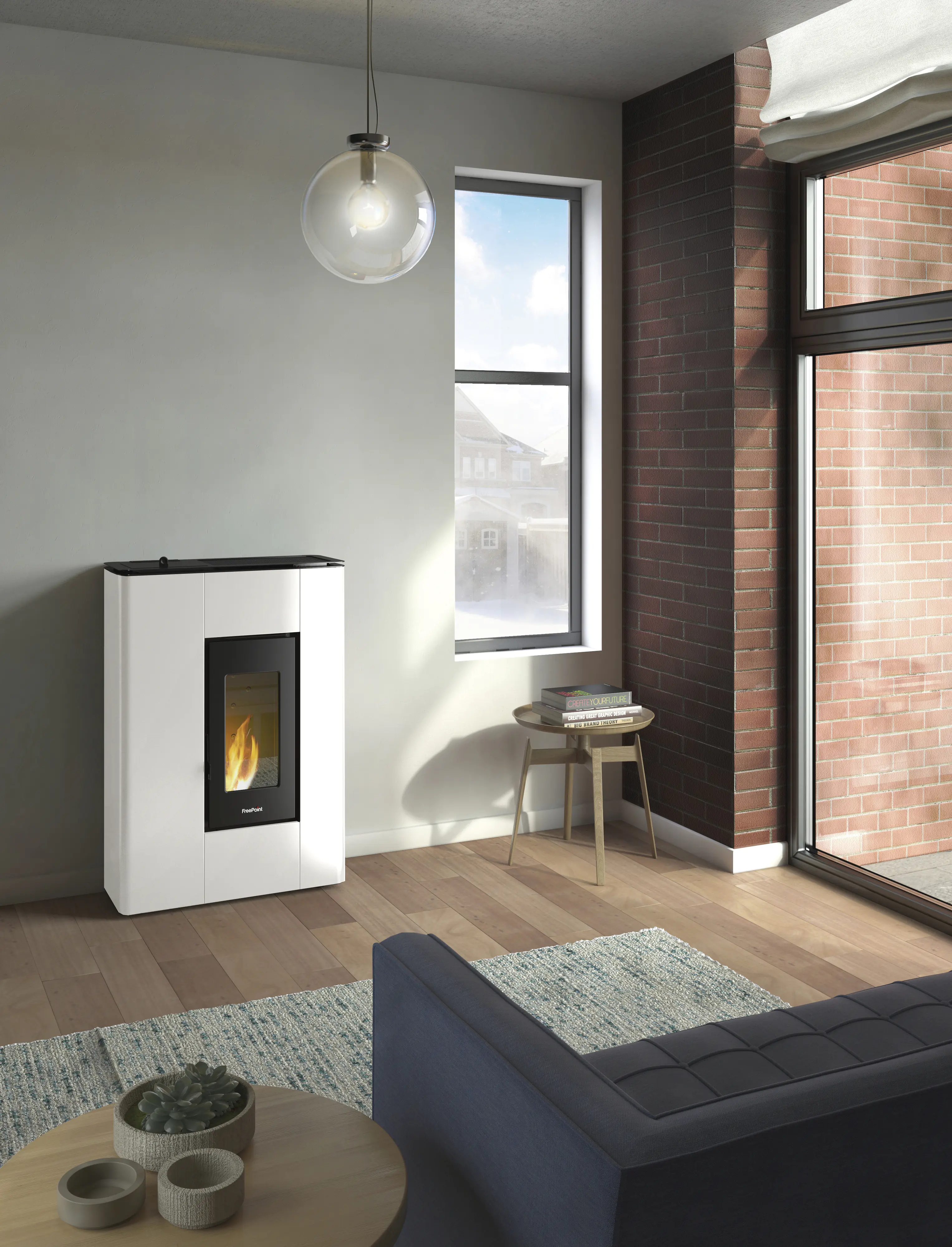 FreePoint Pelletofen ATRIUM 5 Stahlverkleidung weiß 2,5 - 5,2 kW