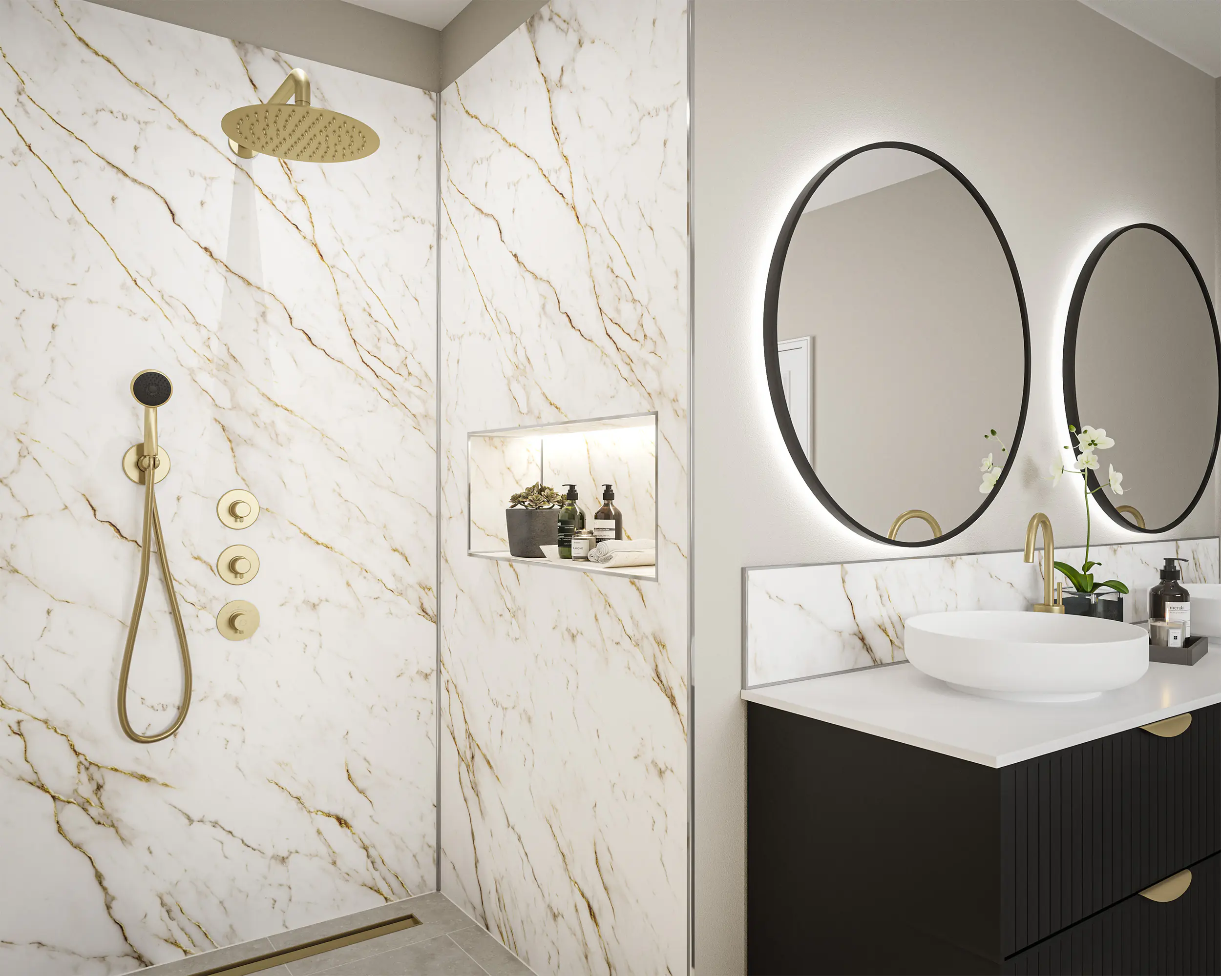 Wetwall Alloy Wandpaneel  Norris Marble 90 x 244 cm
