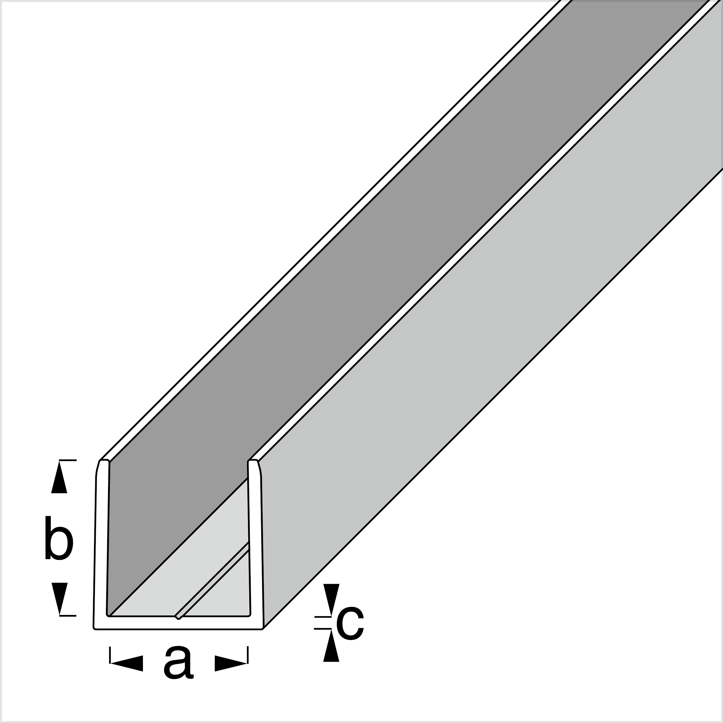 alfer clampline-U-Profil 1 m, 15.9 x 18 x 1.5 mm Aluminium eloxiert silber