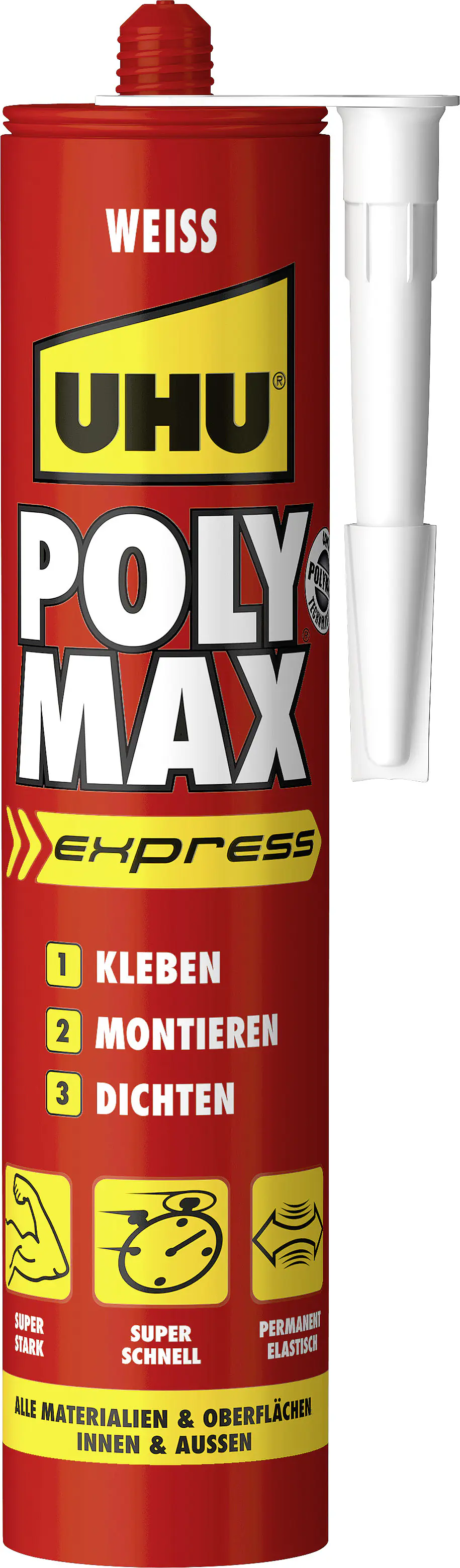 UHU Poly Max Montagekleber Power weiß 425g weiß, Kartusche, 425g