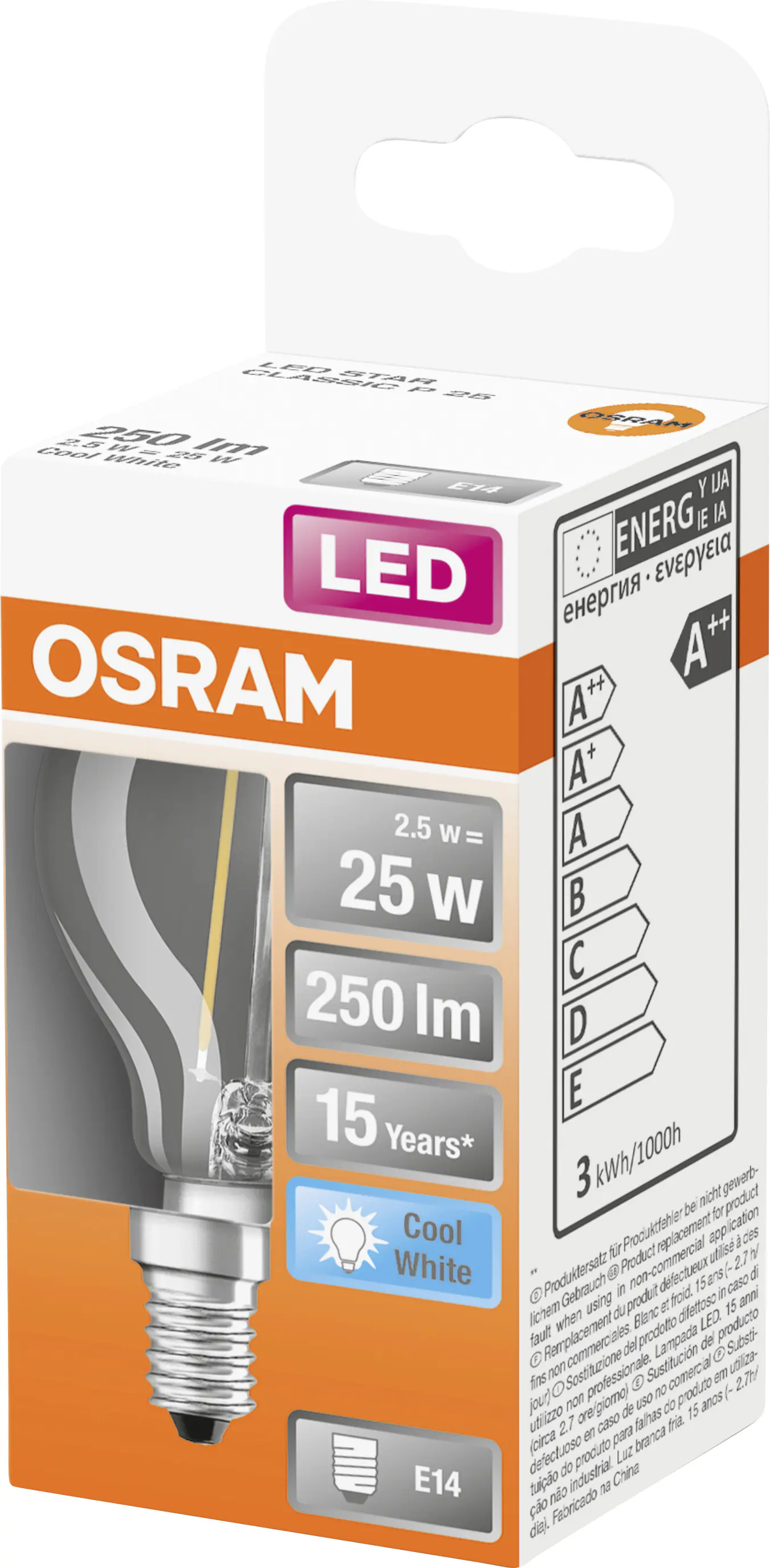 Osram LED Leuchtmittel Star P25 E14 2,5W neutralweiß, klar