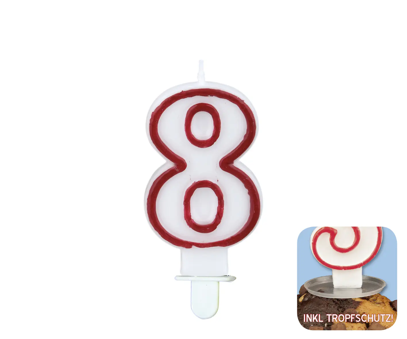 TIB Heyne Zahlengeburtstagskerze Zahl 8 1 Stück