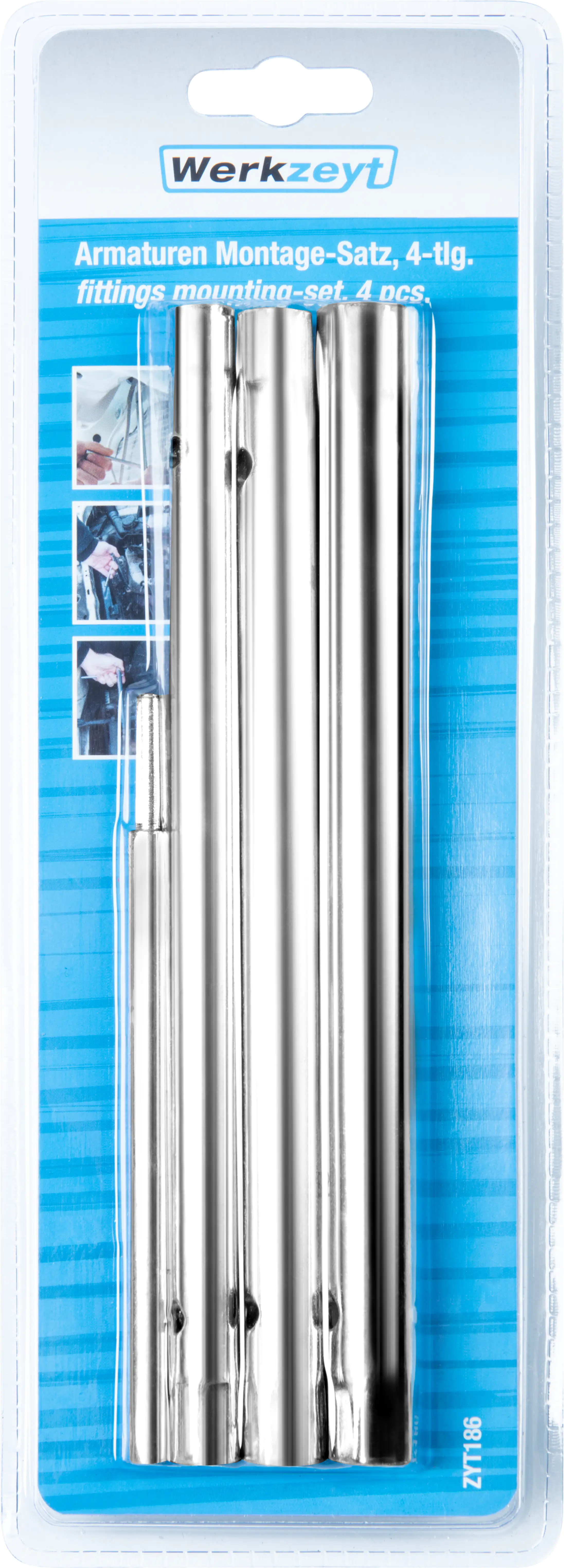 WERKZEYT Armaturen Montage-Satz 4 tlg. Material: Werkzeugstahl, verzinkt