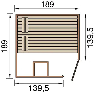 Weka Massivholzsauna Valida Eck 2 mit Glastür und Fenster