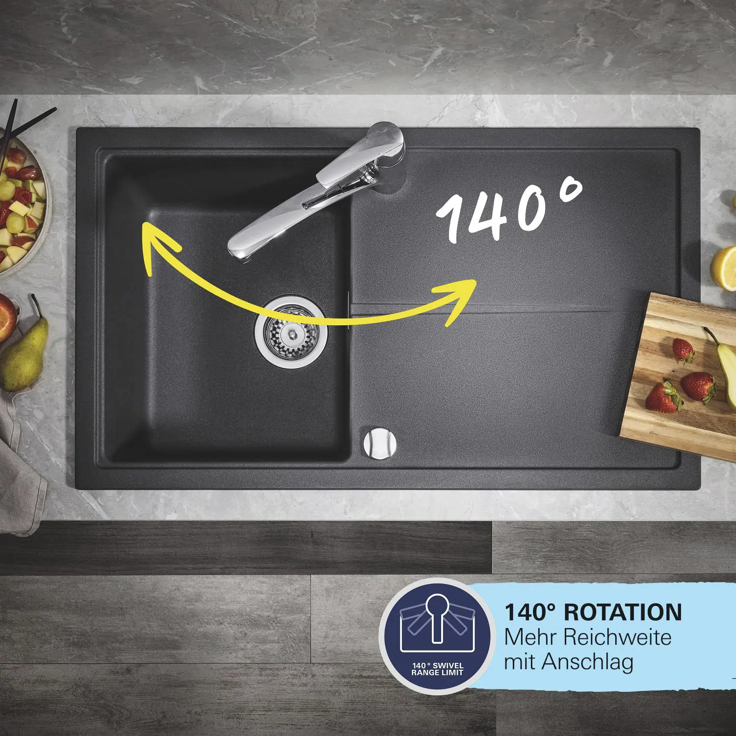 Grohe Spültischarmatur Get supersteel, mittelhoher Auslauf