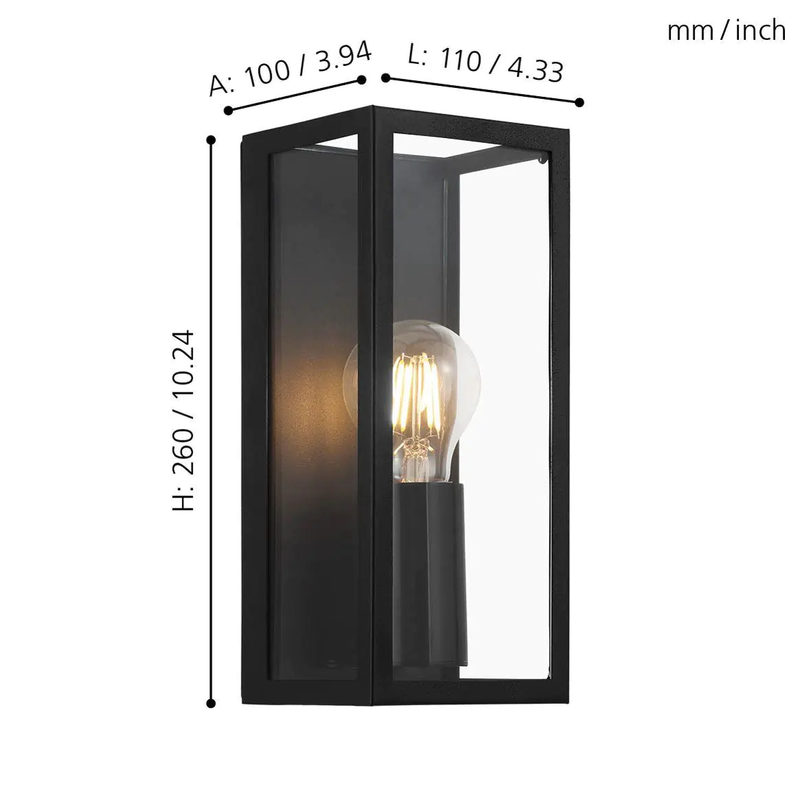 Eglo Wandleuchte Amezole schwarz 26 x 11 cm E27 Eglo Wandleuchte Amezole schwarz 26 x 11 cm E27