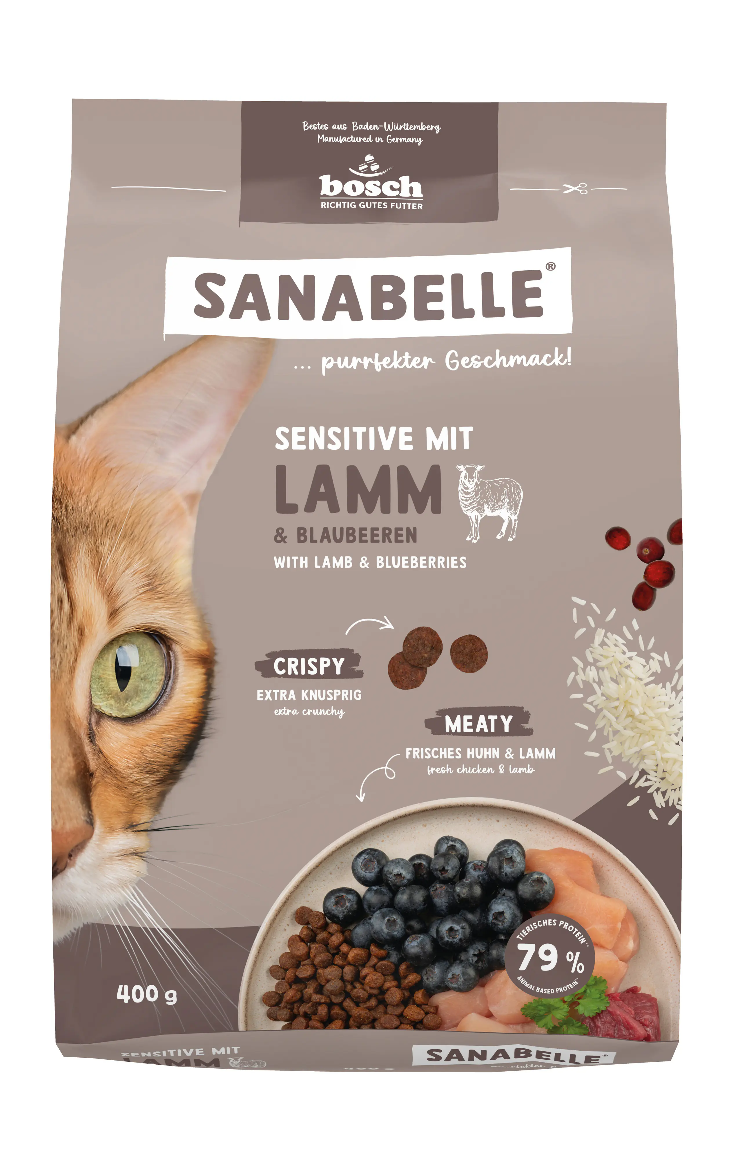 Sanabelle Katzentrockenfutter Adult Sensitive mit Lamm für ernährungssensible Katzen 400 g