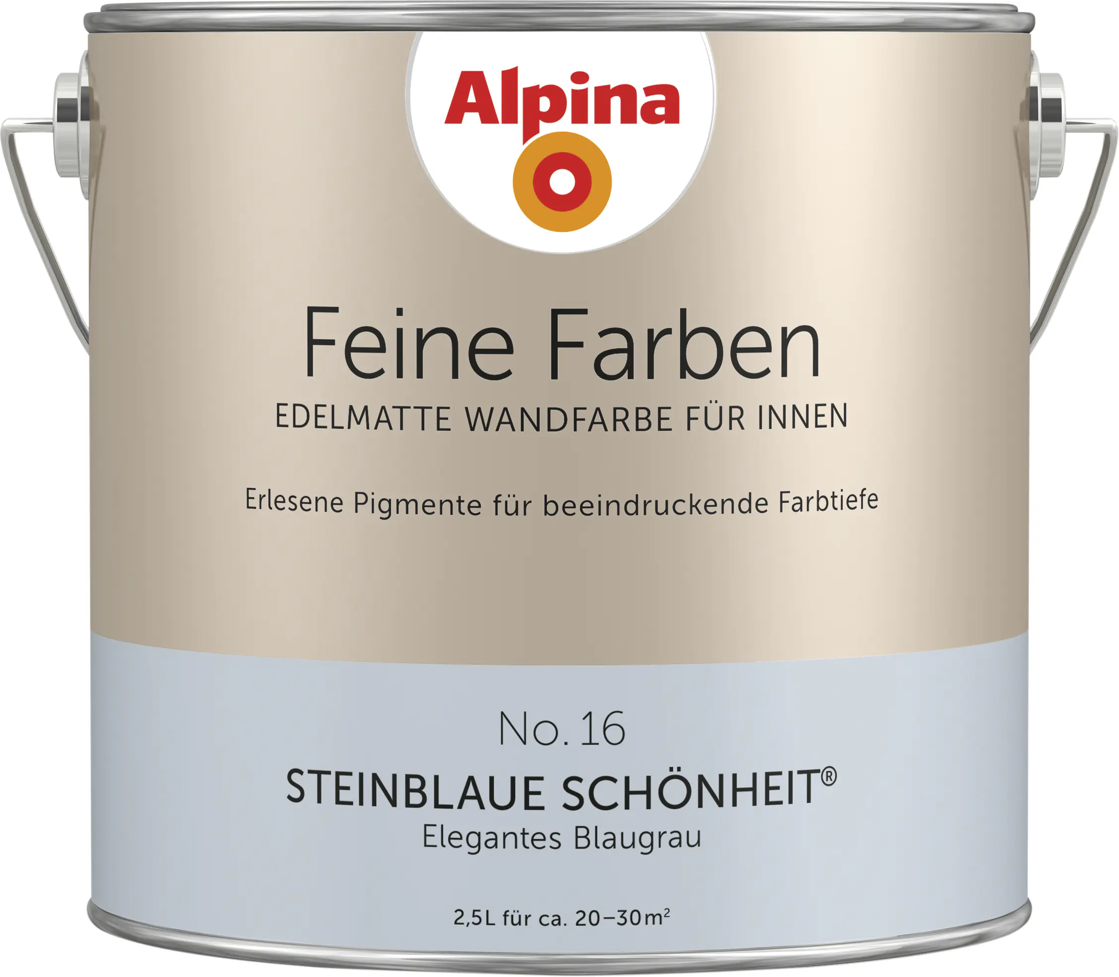 Alpina Feine Farben Wandfarbe No. 16 Steinblaue Schönheit - elegantes blaugrau 2,5 L