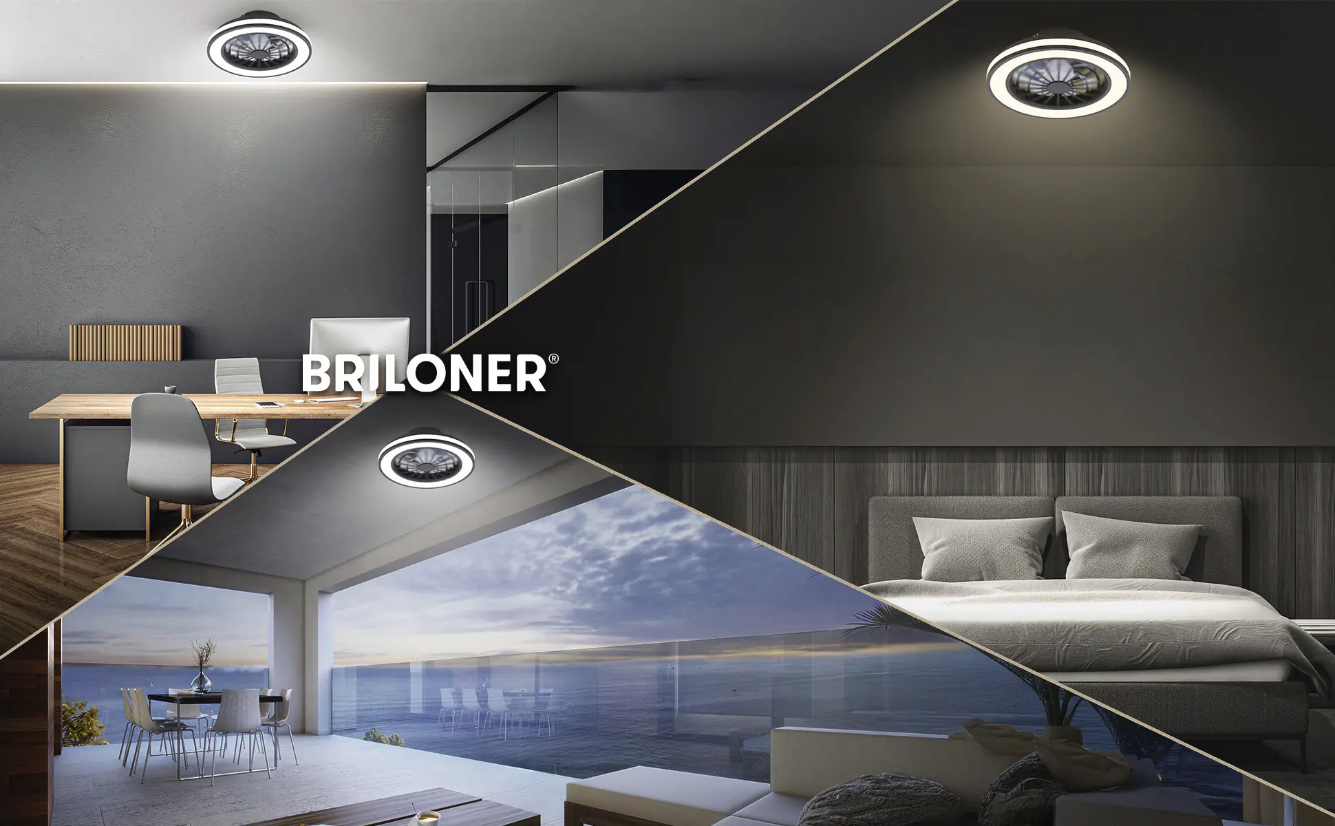 Briloner LED Deckenleuchte mit Ventilator Venturo Ø 38 cm 24 W schwarz matt dimmbar