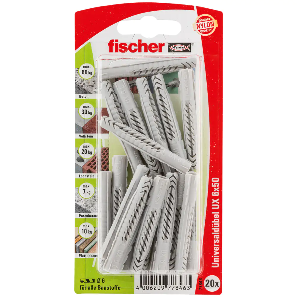 Fischer Universaldübel UX 6.0 x 50 mm - 20 Stück