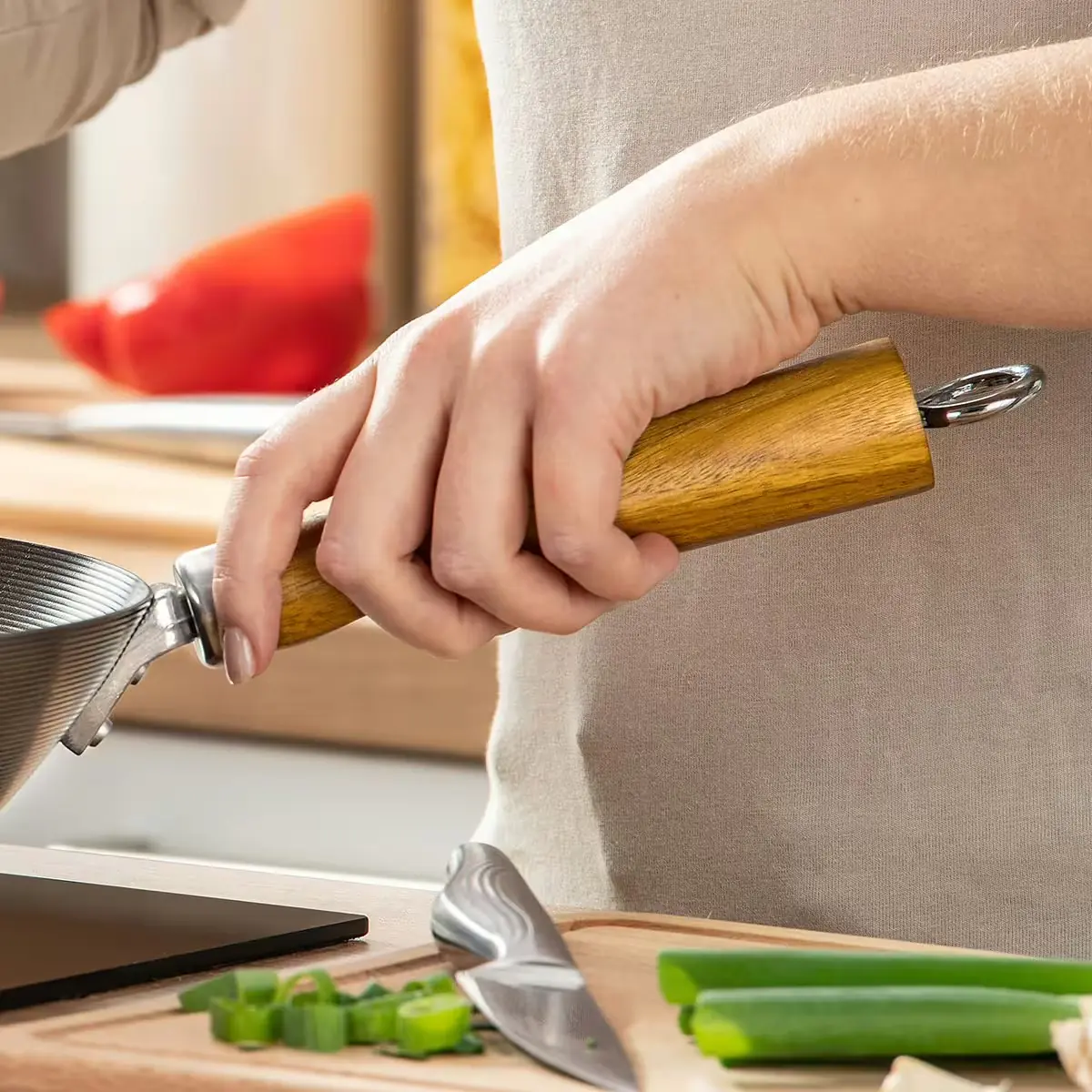 Fackelmann Wokpfanne mit Holzgriff Ø 26,5 cm 