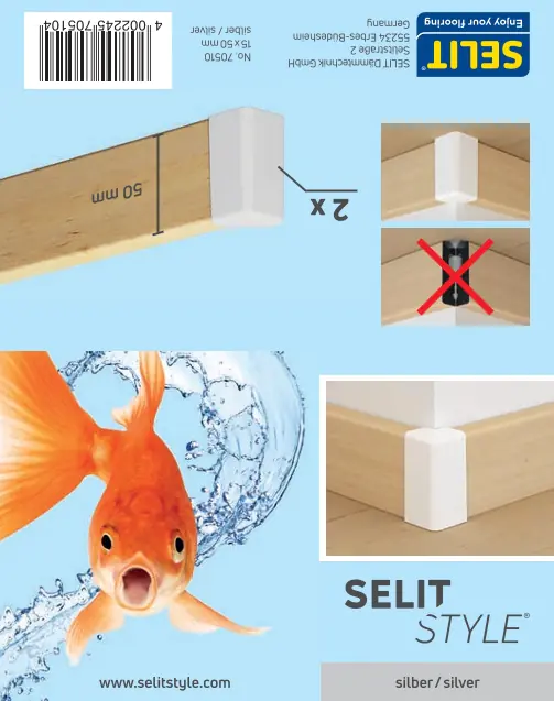 SELITSTYLE Sockelleiste-Verbinder silber Höhe 50 mm 2 Stück