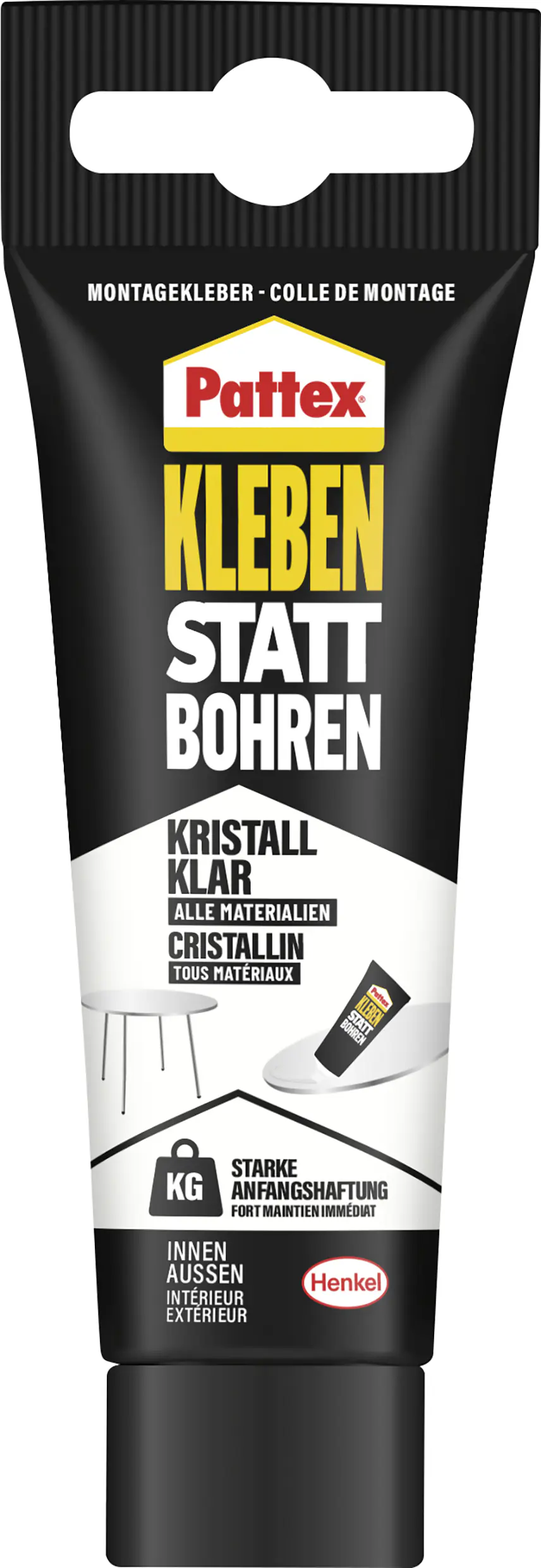Pattex Montagekleber Kleben statt Bohren Kristallklar 90 g Tube, transparent