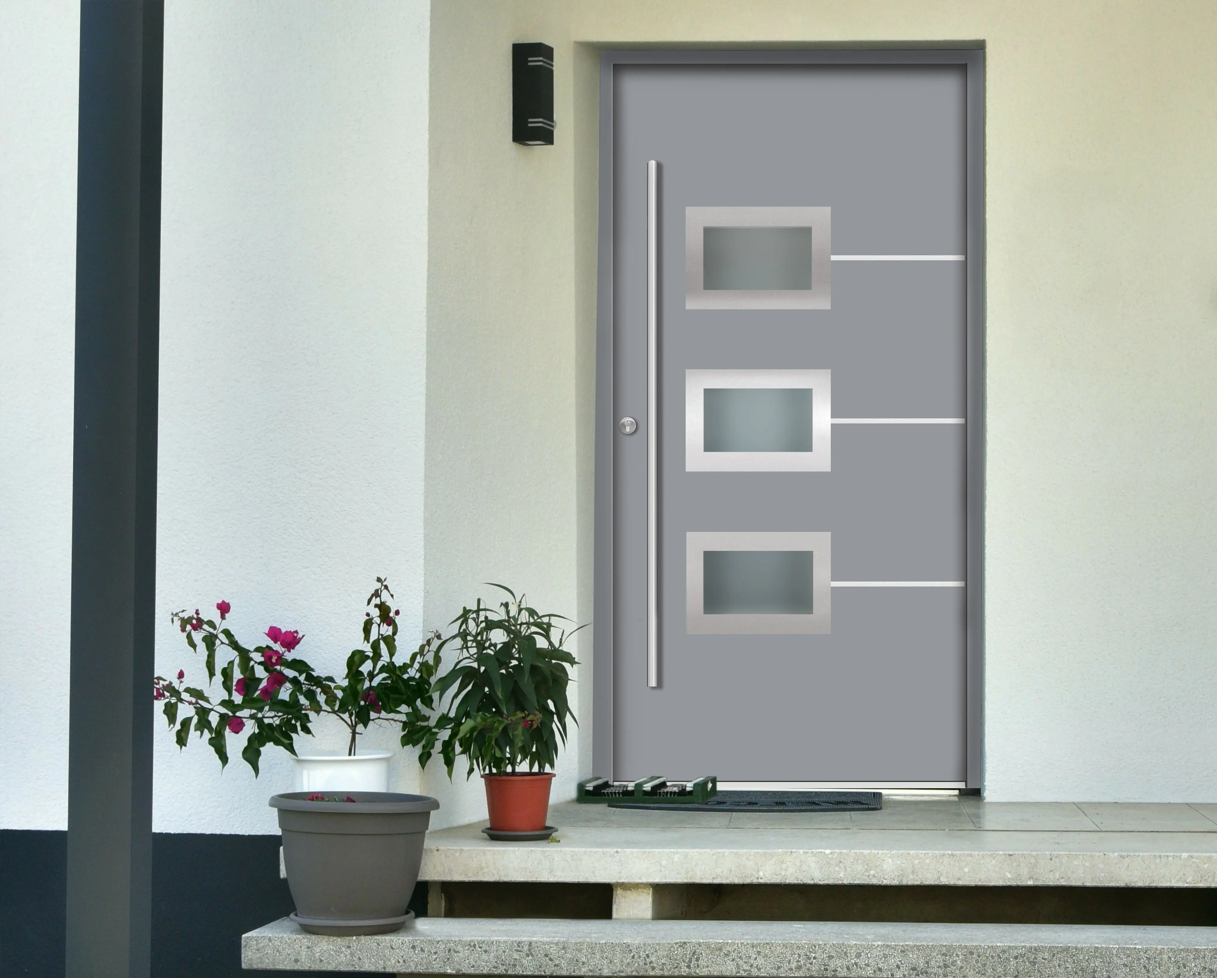 Splendoor Haustür Passivedoor Premium B03 Grau DIN Links 110 x 210 cm