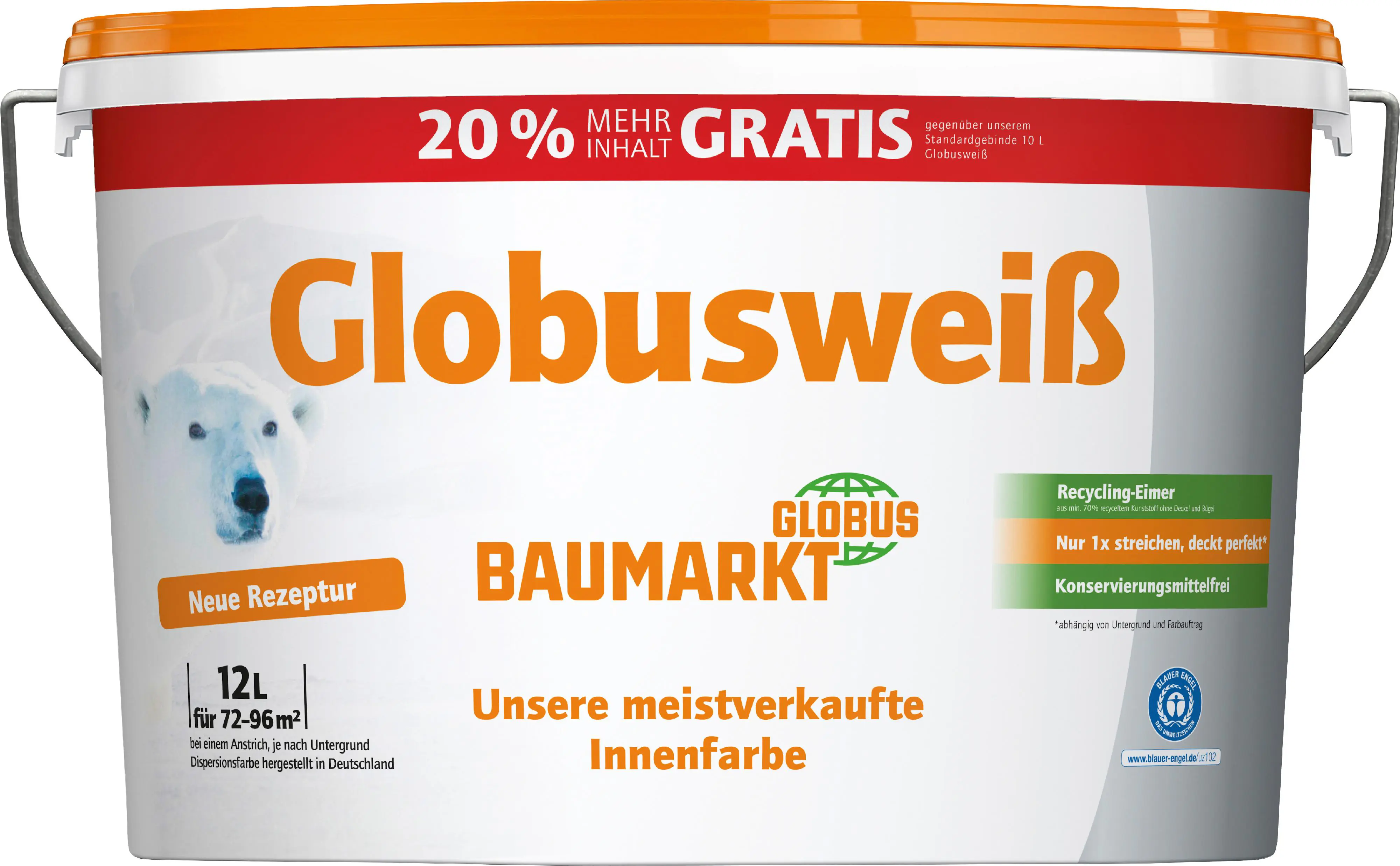 Globusweiß Wandfarbe weiß matt 12 L