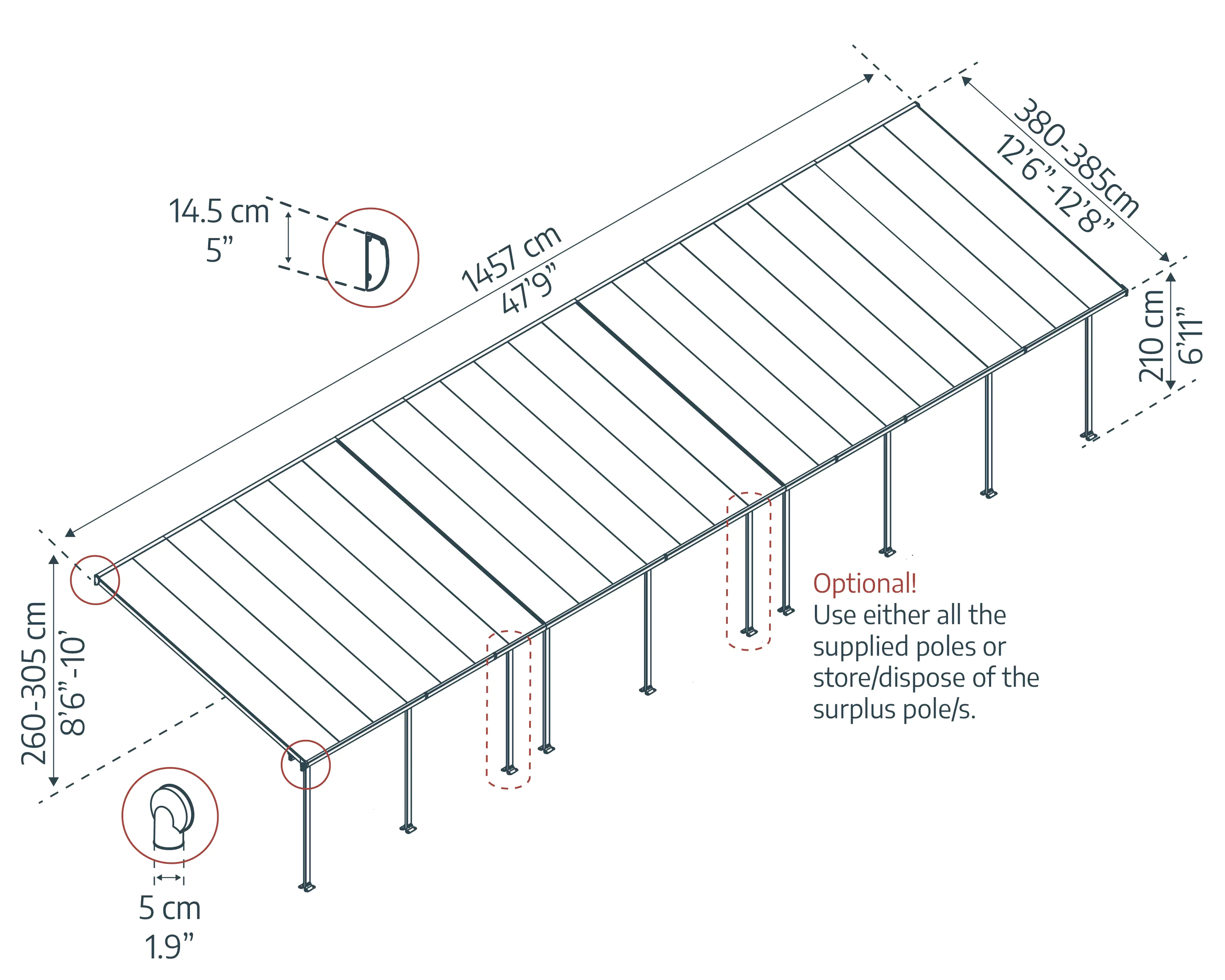 Canopia Terrassenüberdachung Feria 1457 x 380 cm anthrazit Canopia Terrassenüberdachung Feria 1457 x 380 cm anthrazit