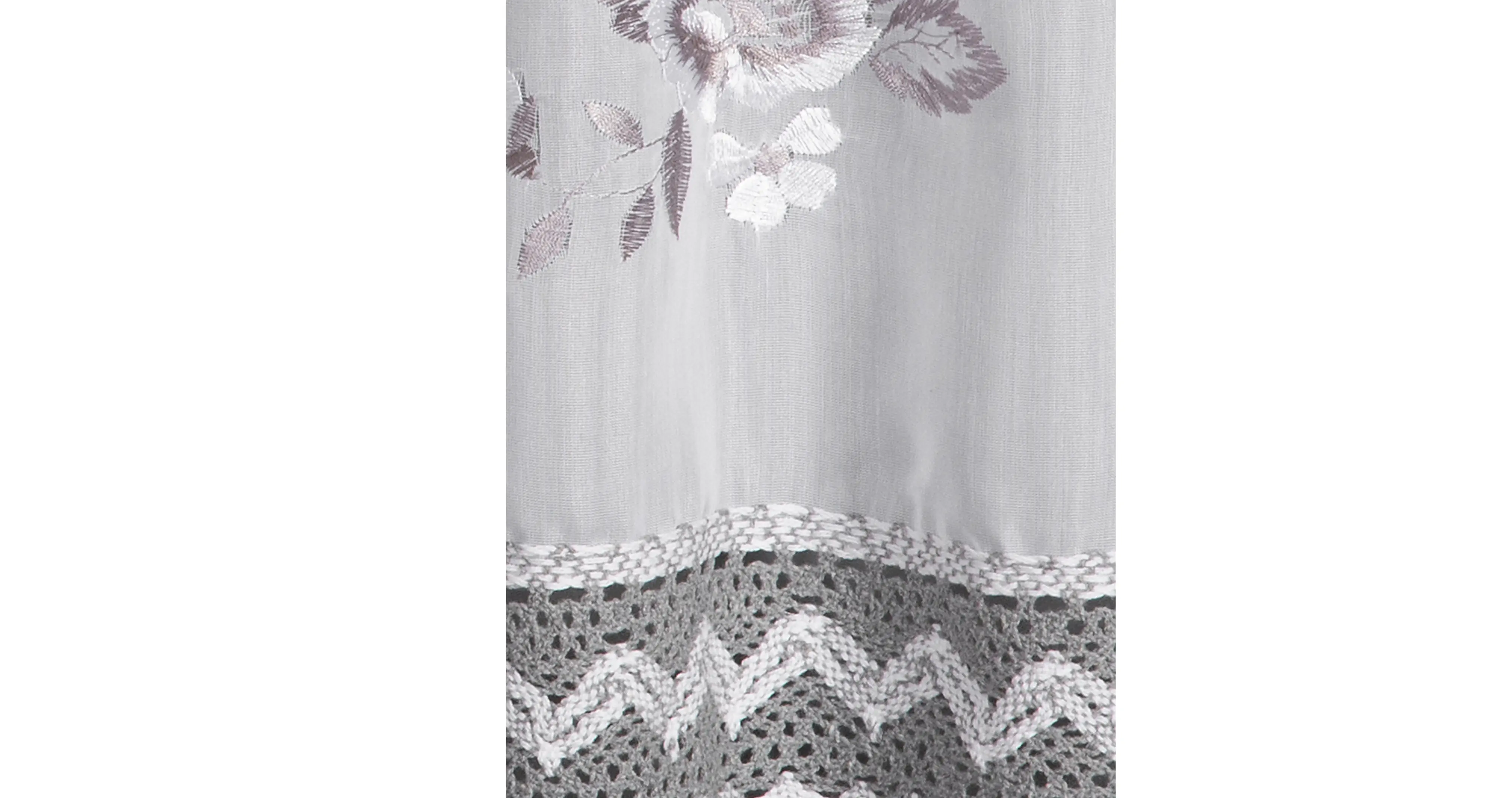 Sehlbach Panneau Blumen Häkelsaum 135 x 45 cm silbergrau