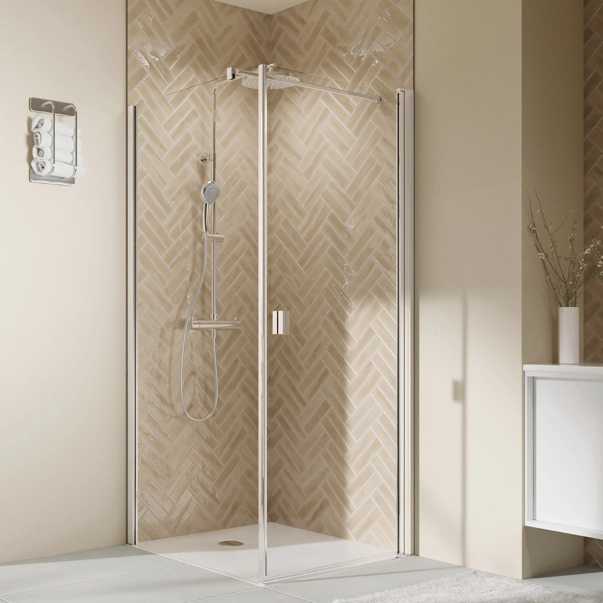 Breuer Dusch Drehtür Elana 2.0 eckig 90 x 200 cm Klarglas alu chromeffekt