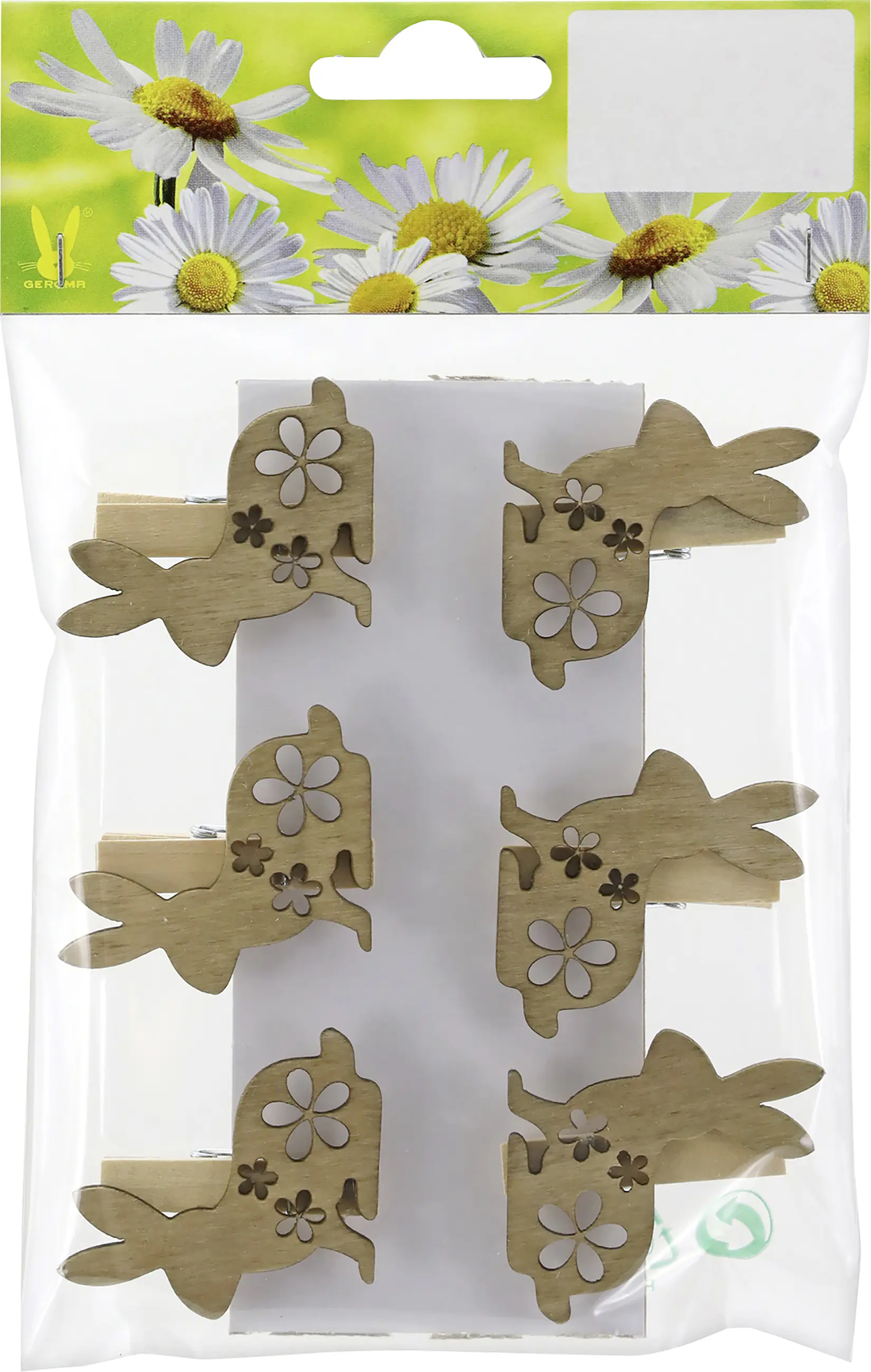 Osterhasen mit Klammern Holz 4 x 3,5 cm 6 Stück hellbraun