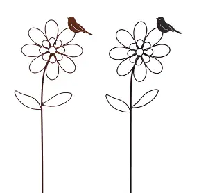 TrendLine Gartenstecker Metall Blume mit Schmetterling sortiert 115 cm 