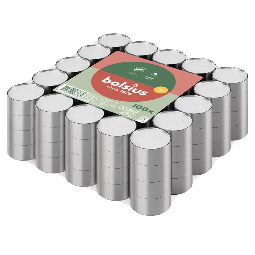 Bolsius Teelichte 100er Flatpack 4 Stunden weiß