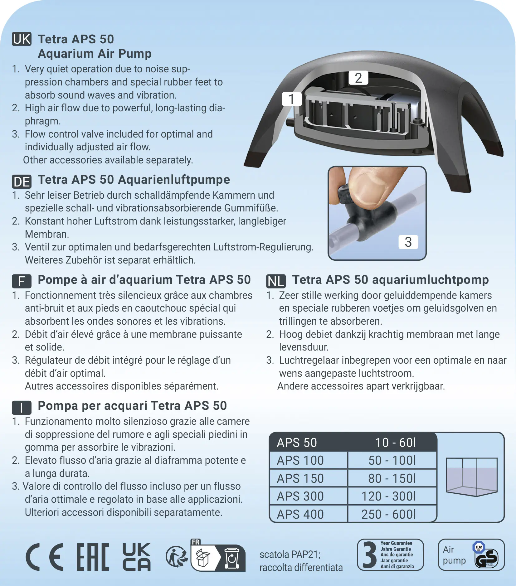 Tetra Aquarienluftpumpe APS 50 Black Editon