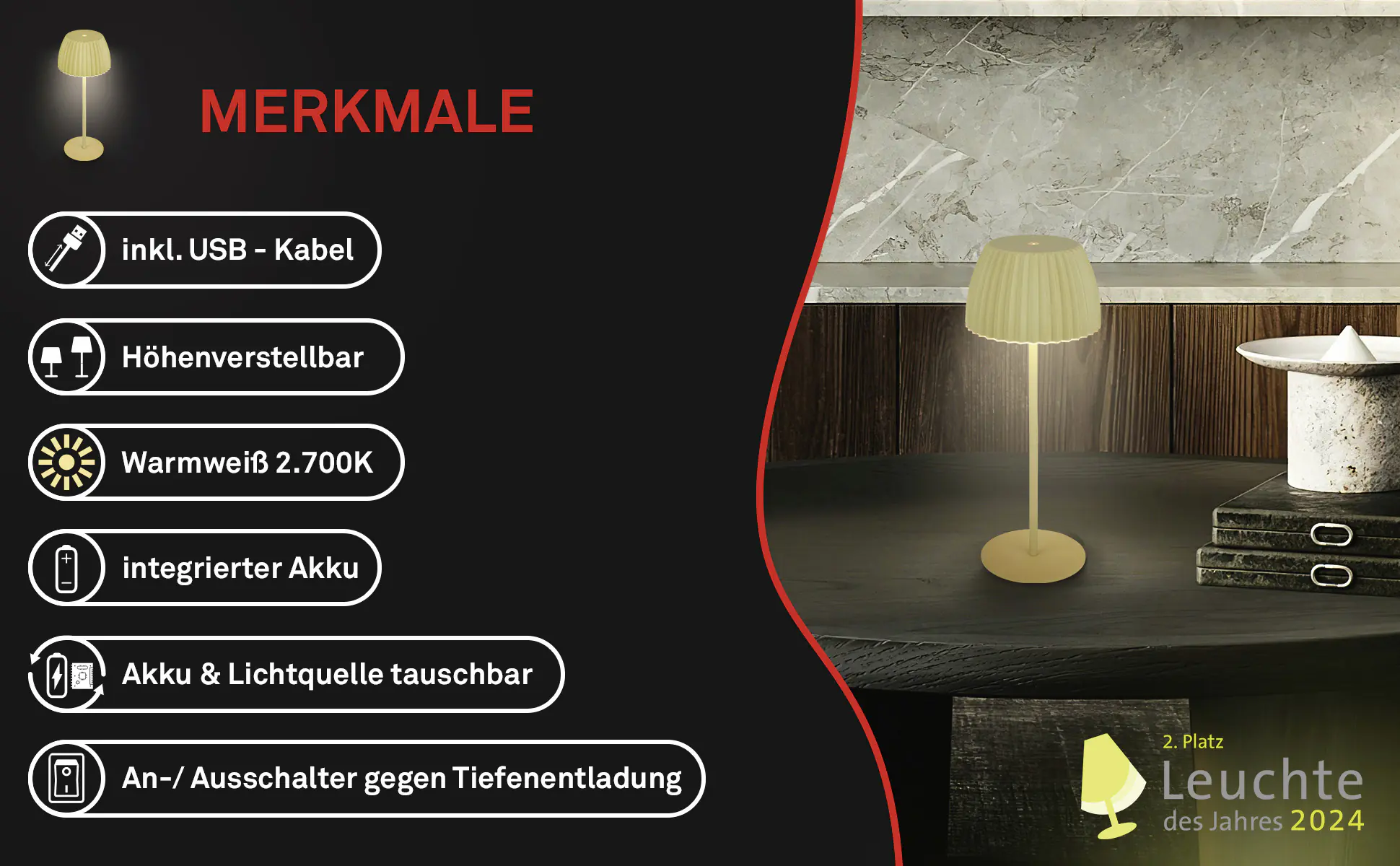 Briloner LED-Tischleuchte Riffle mit Akku grün dimmbar