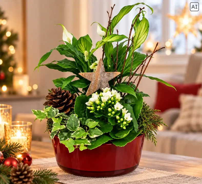Weihnachtliches Arrangement Cylindrio Schale bepflanzt