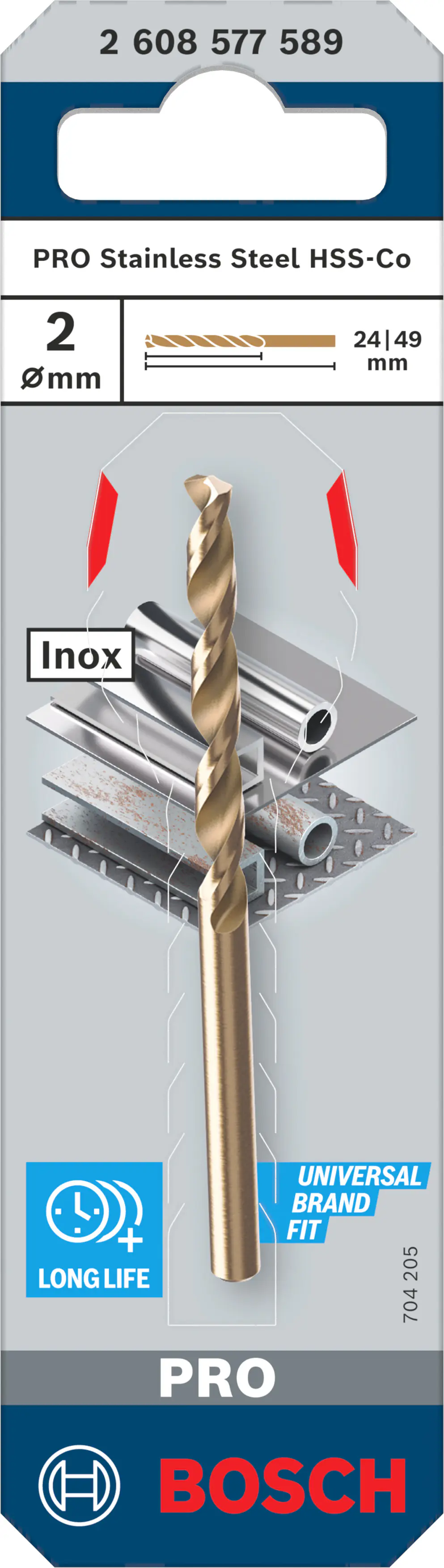 Bosch PRO Metallspiralbohrer Stainless Steel HSS-Co Ø 2 mm