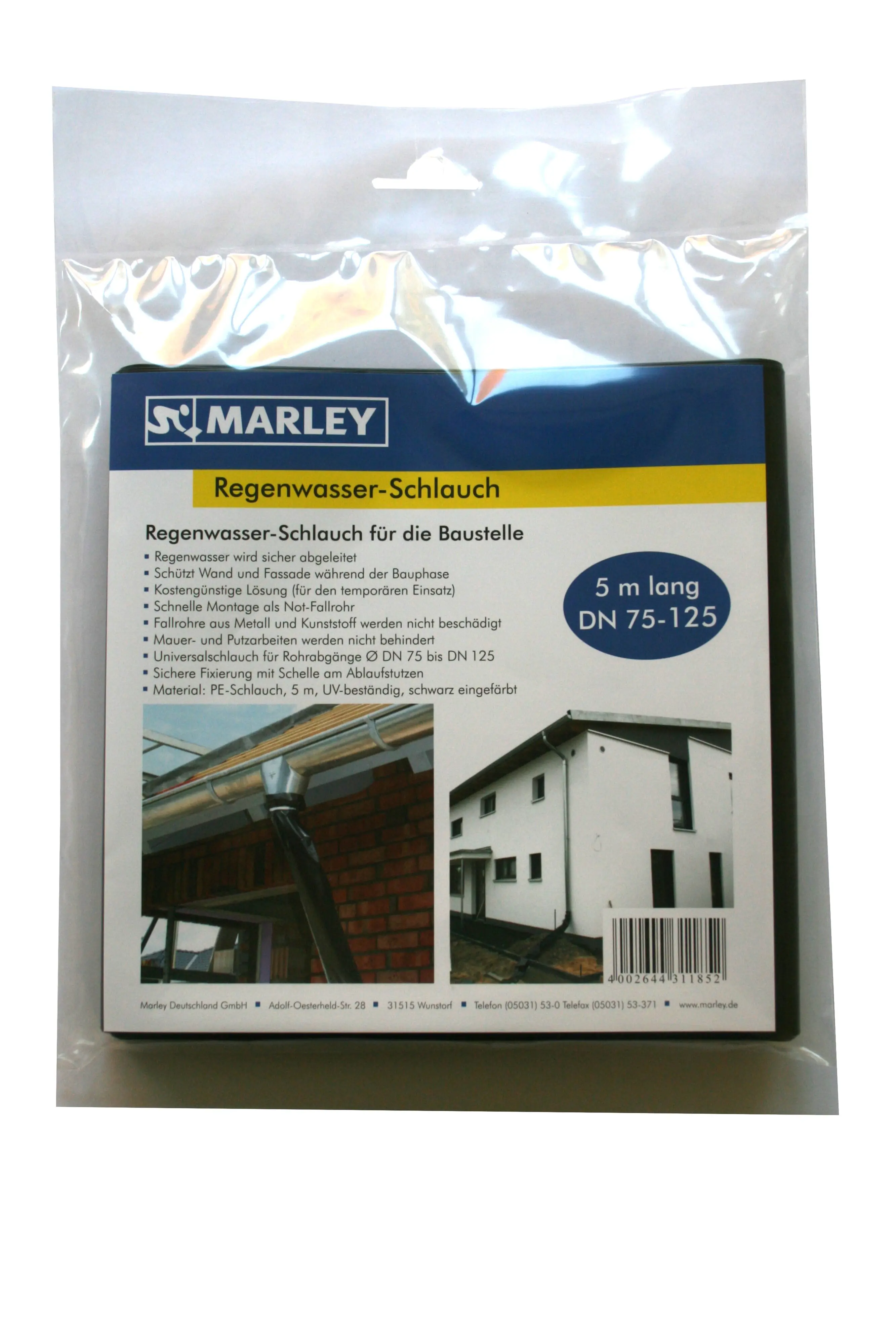 Marley Regenwasserschlauch DN 75-125, schwarz, 5 m, lange Lebensdauer