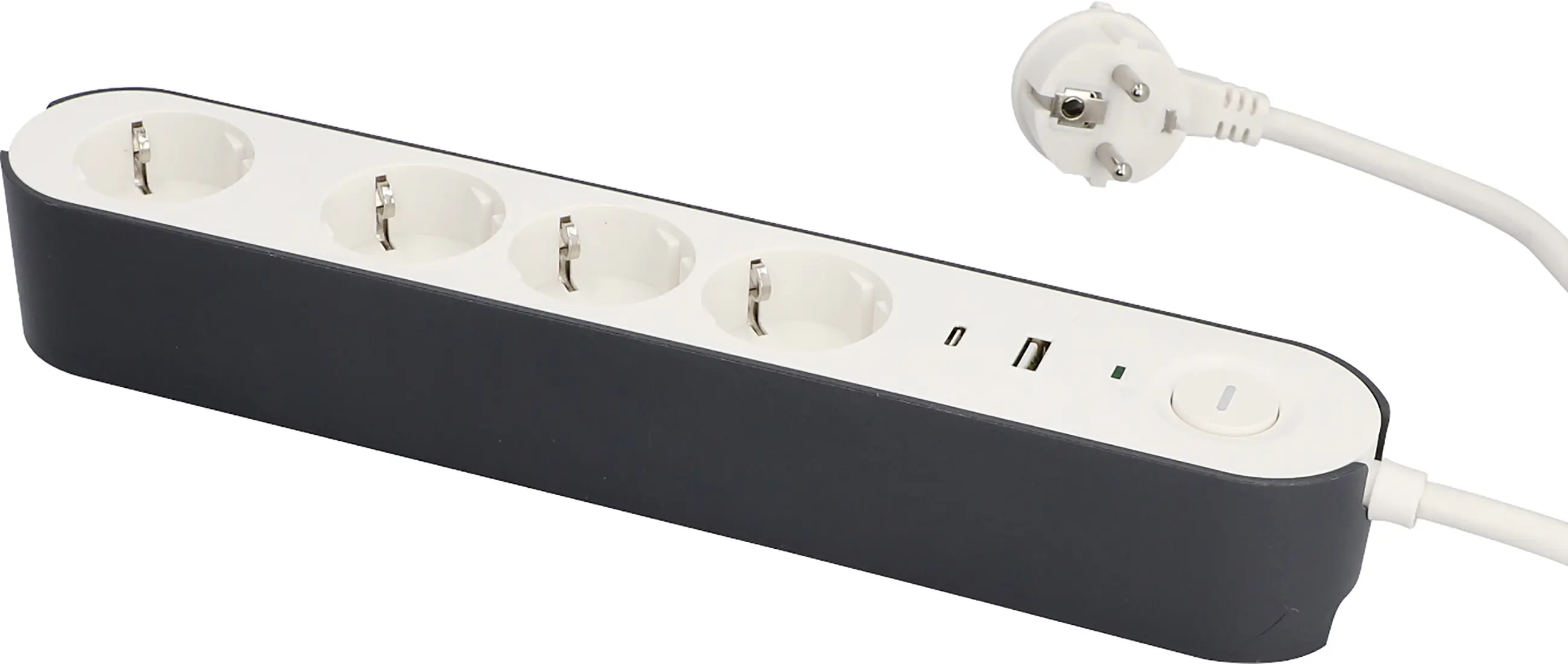 Unitec Steckdosenleiste Greenline 4-fach 1,8 m mit USB A/C Ladebuchse weiß anthrazit