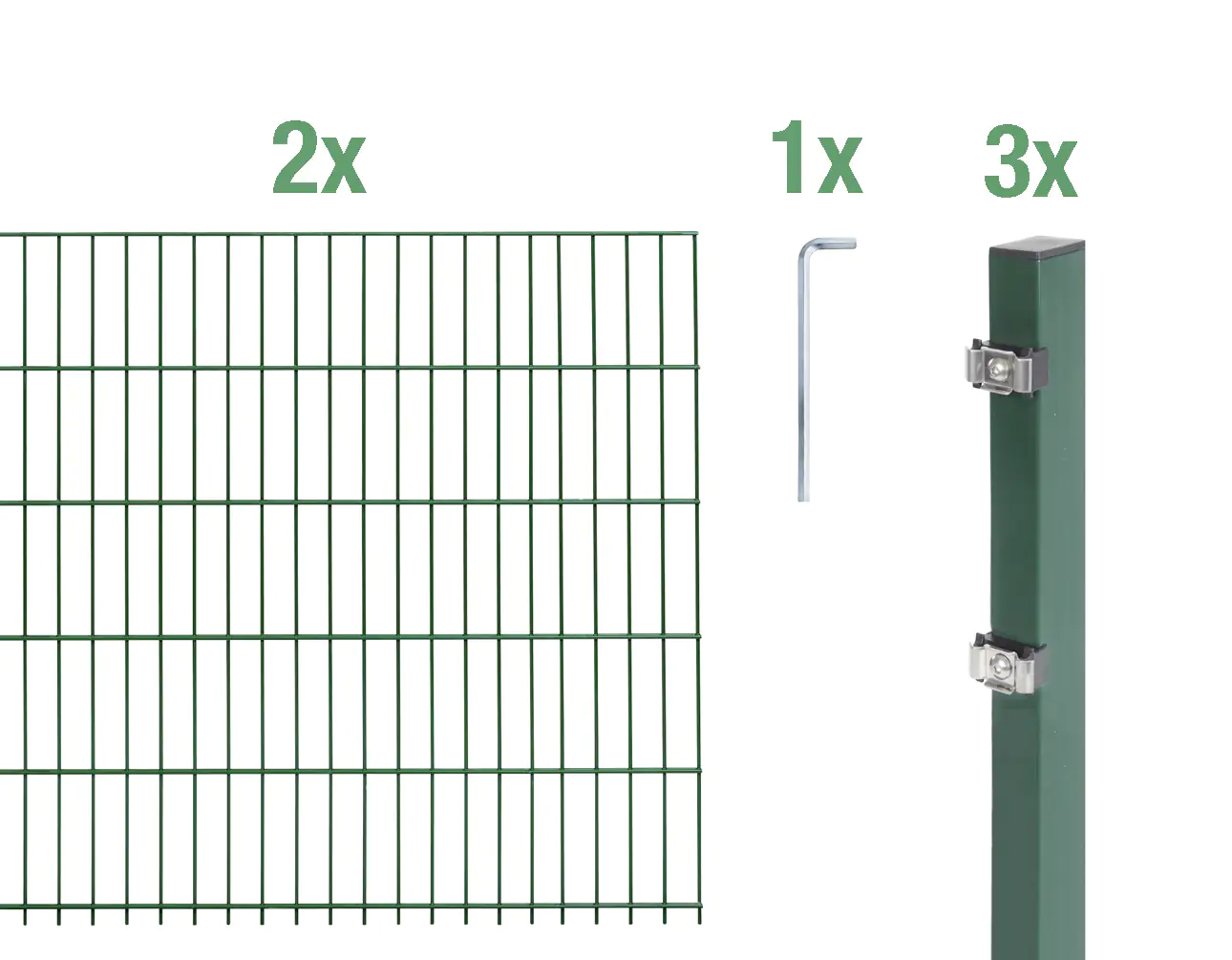 Alberts Doppelstabmatten-Grundset 4 m 200 x 80 cm 6/5/6 grün