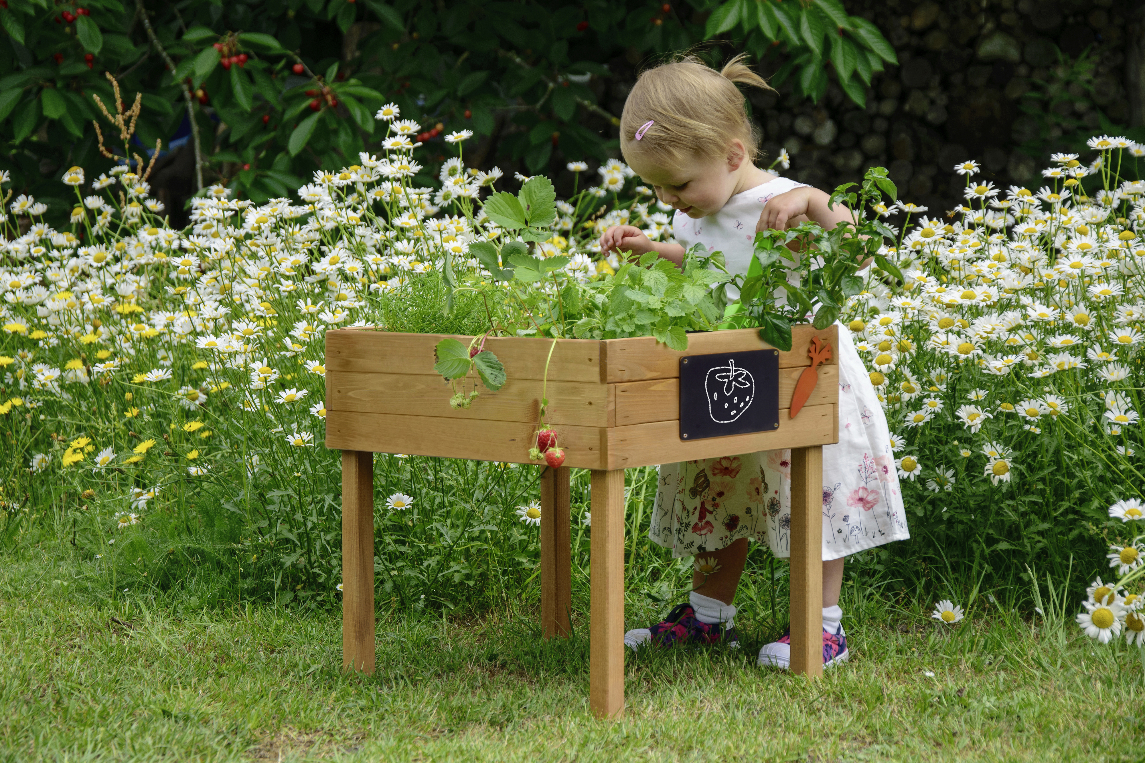 Dobar Kinder-Hochbeet mit Kreidetafel braun 50 x 40 x 45 cm Dobar Kinder-Hochbeet mit Kreidetafel braun 50 x 40 x 45 cm