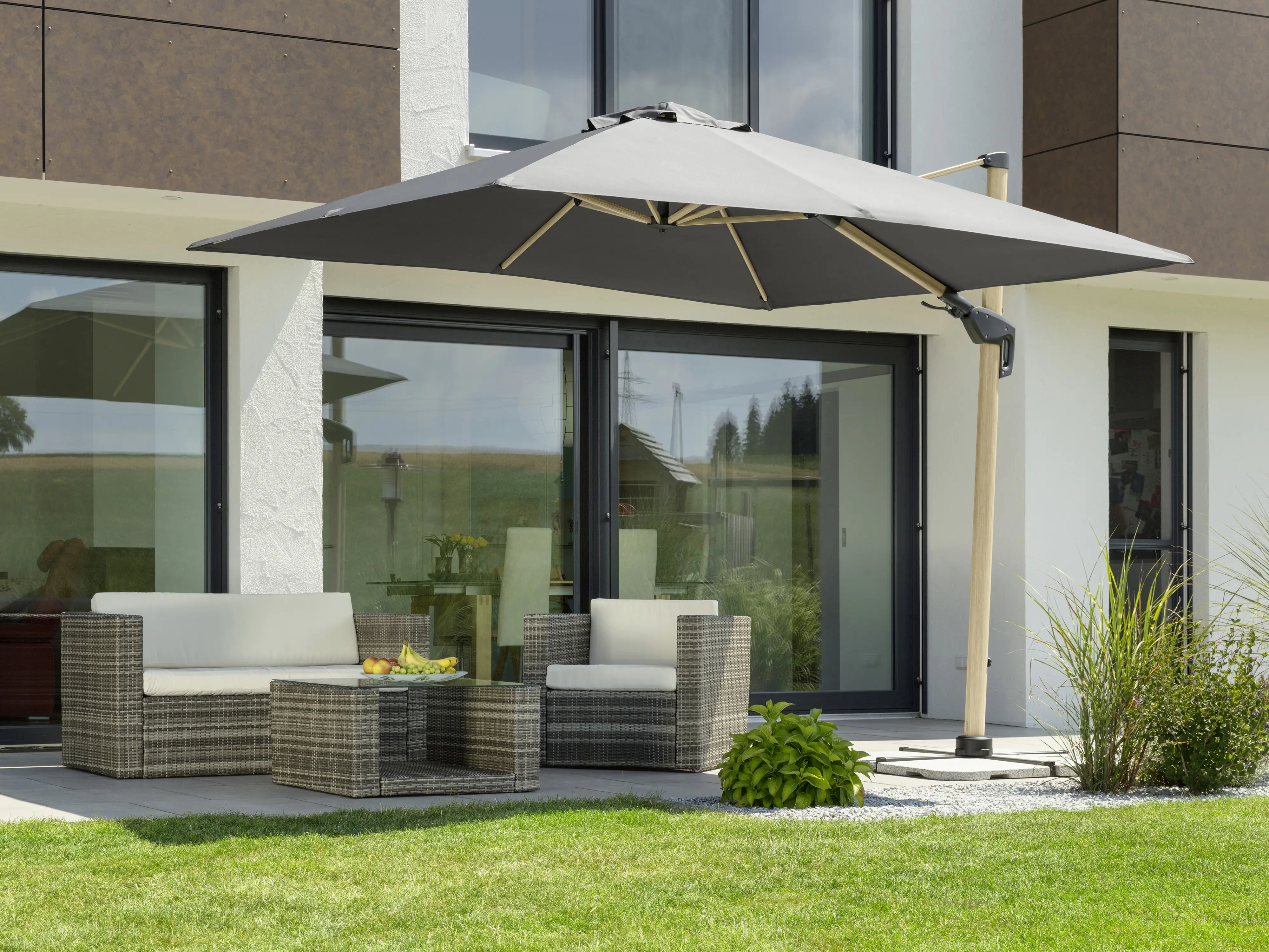 4000570729154_1802527 Schneider Sonnenschirm Rhodos Twist Woody anthrazit 300 x 300 cm