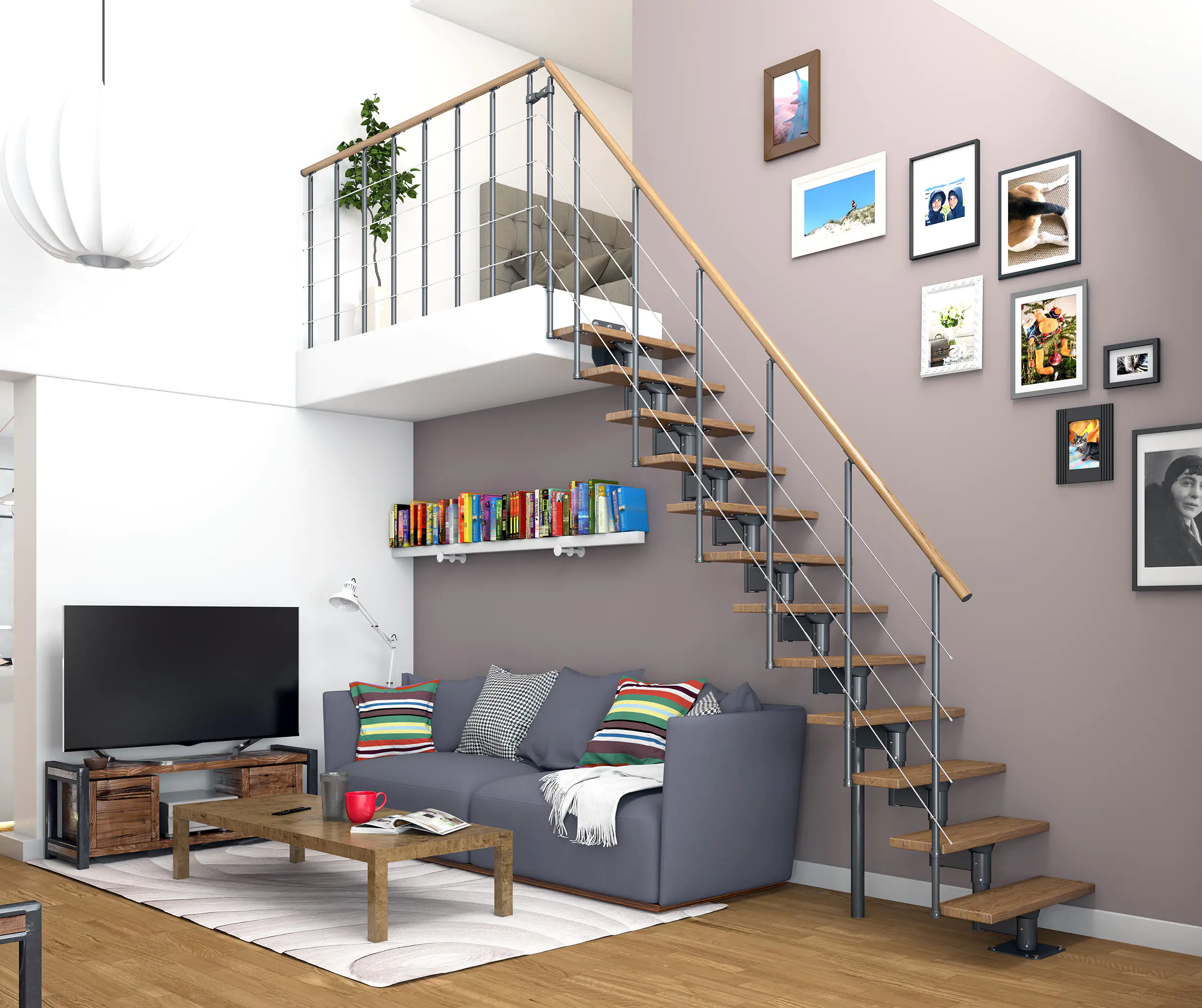 Dolle Mittelholmtreppe Boston gerade anthrazit 11 Stufen Eiche