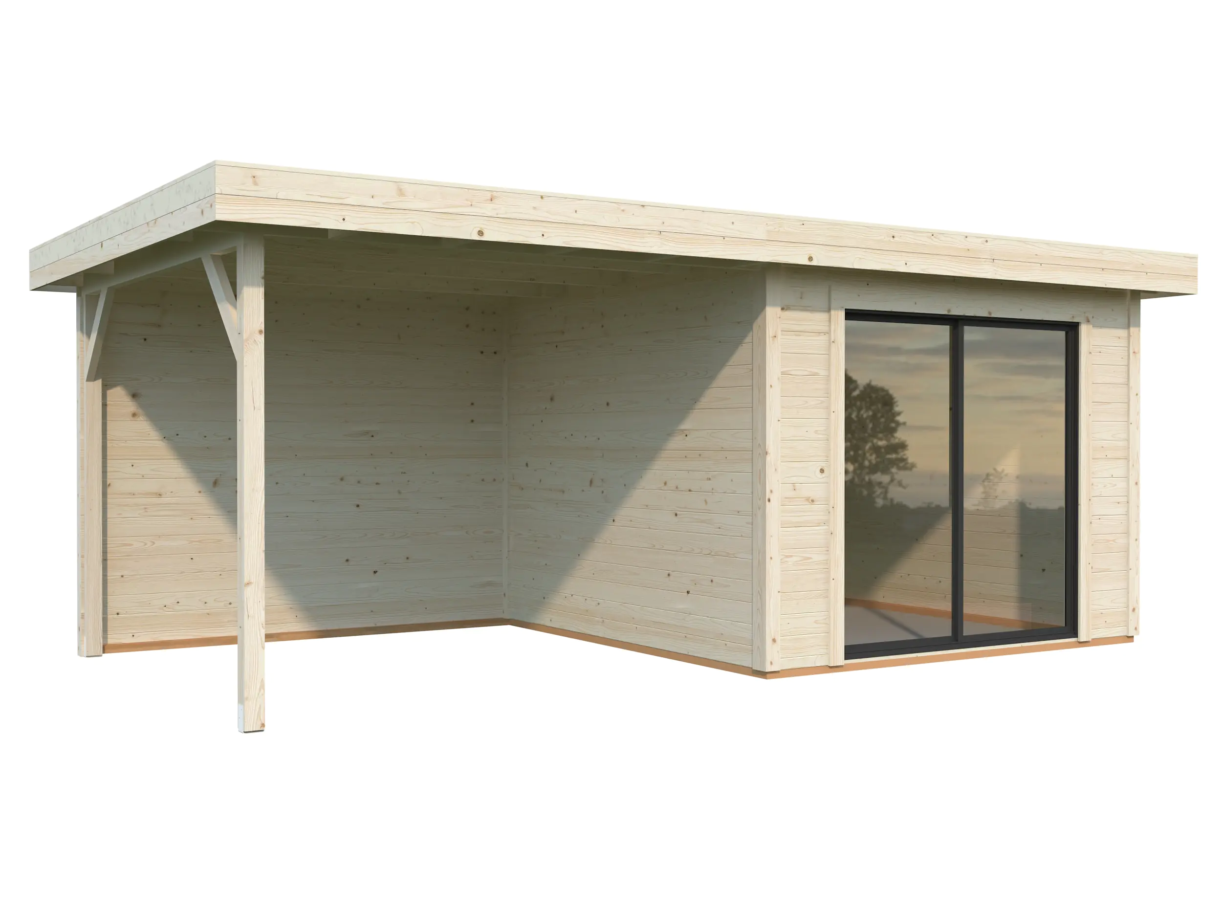 Palmako Gartenhaus Lydia 285 x 563 cm mit Schiebetüren naturbelassen