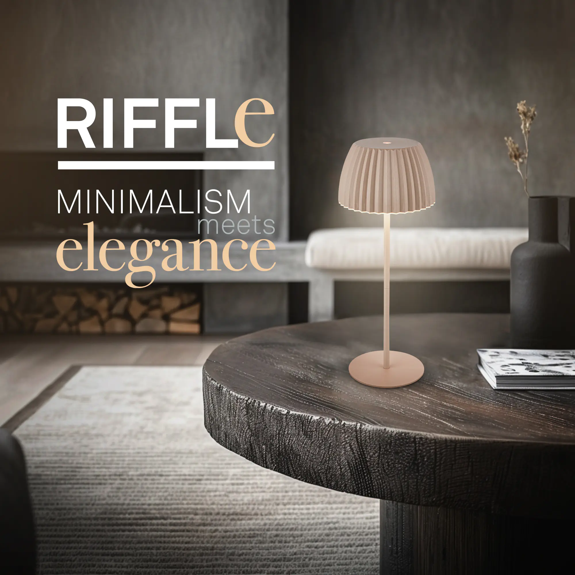 Briloner LED-Tischleuchte Riffle mit Akku beige dimmbar