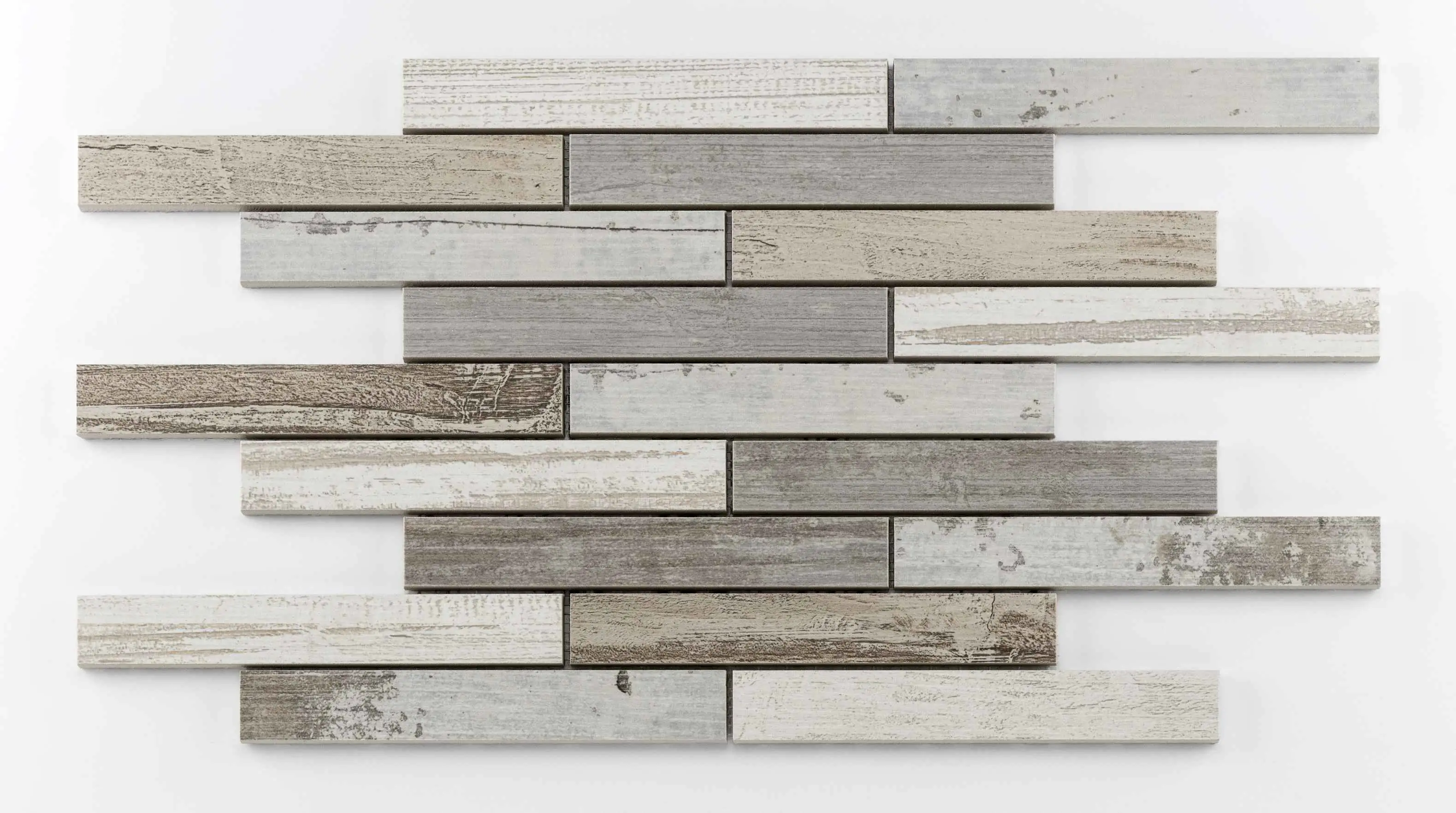 Mosaikfliese Woodstock 42 x 30 cm grau-braun Steinmaß: ca. 21,2 x 3,1 cm