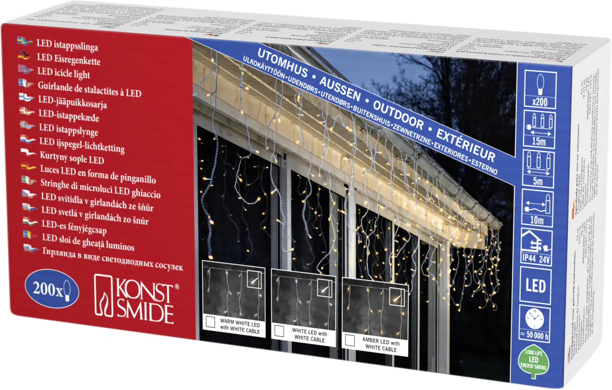Konstsmide LED Eisregen Lichtervorhang für Außen 200 LED, bernstein