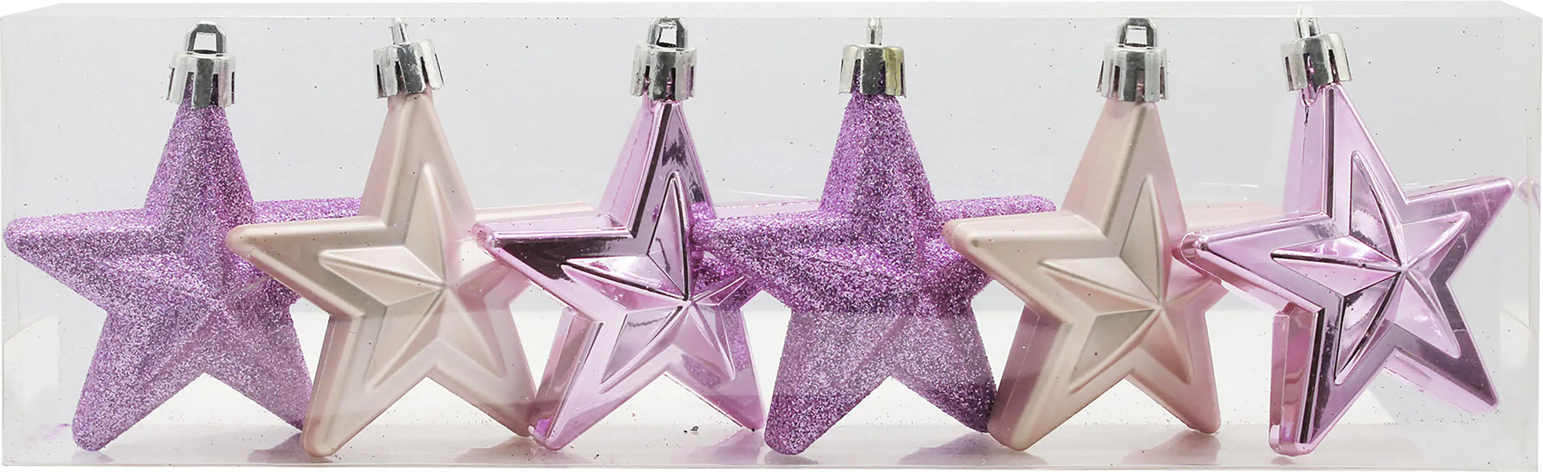 Dekohänger Sterne Kunststoff 6,5 cm rosa 6 Stück